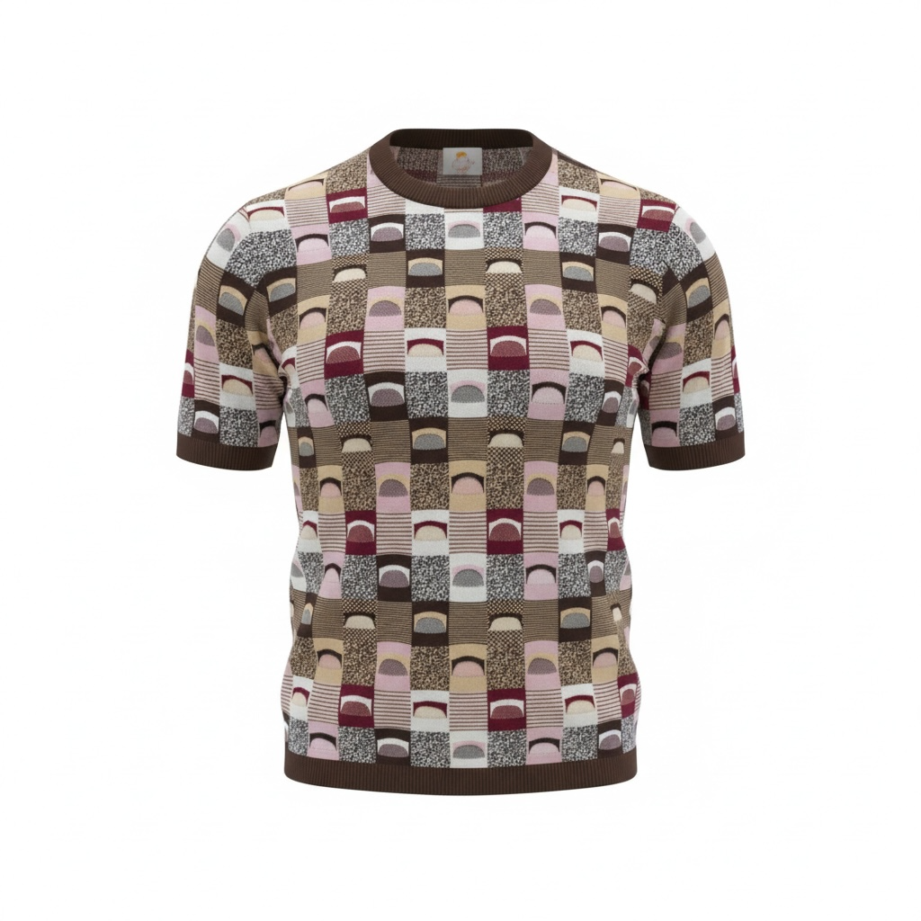 Couture Short Sleeve Shirt Brown/Tan/Pink