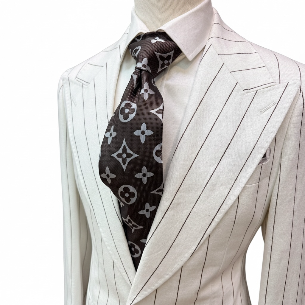 Couture Linen - White/Dark Brown Pinstripe