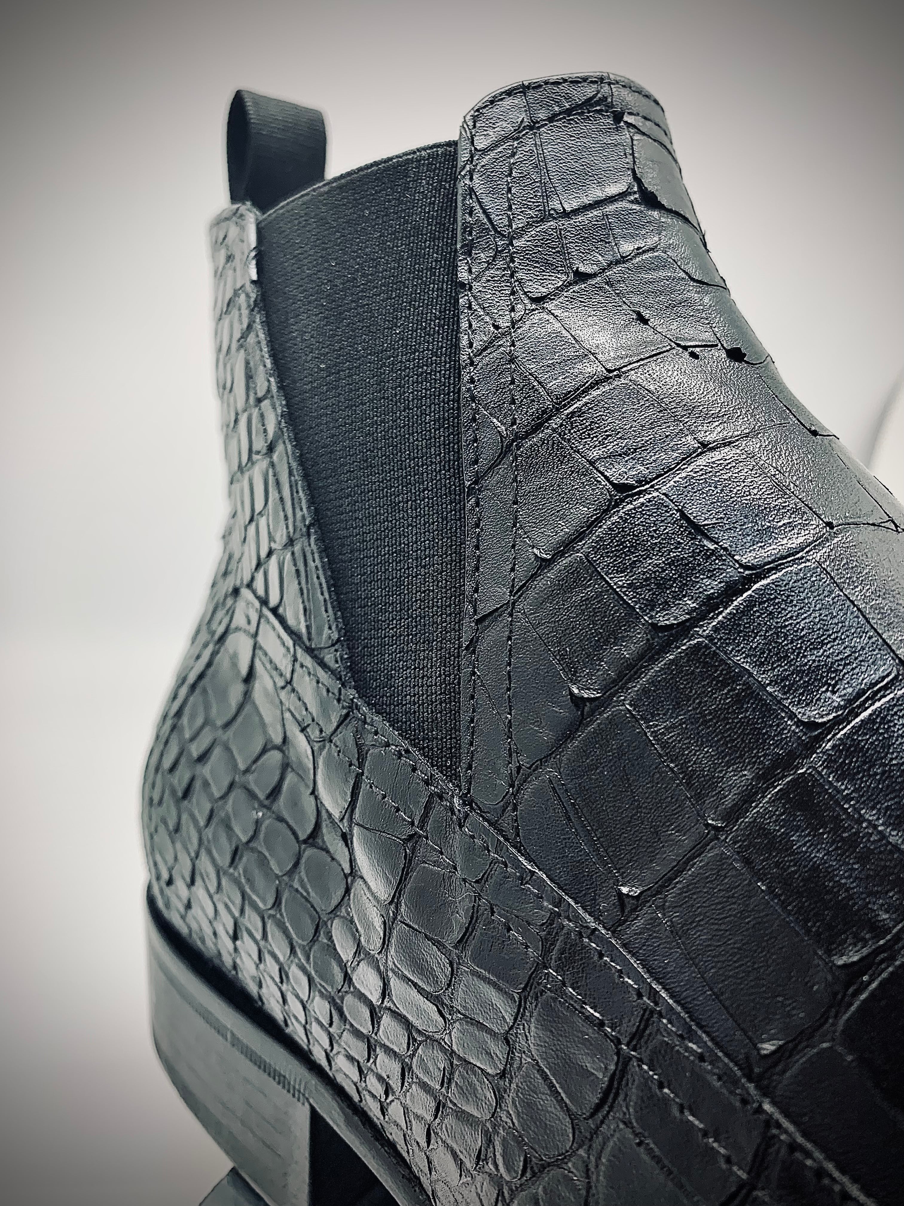 Stitch by Stich Black Croc Embossed Boot