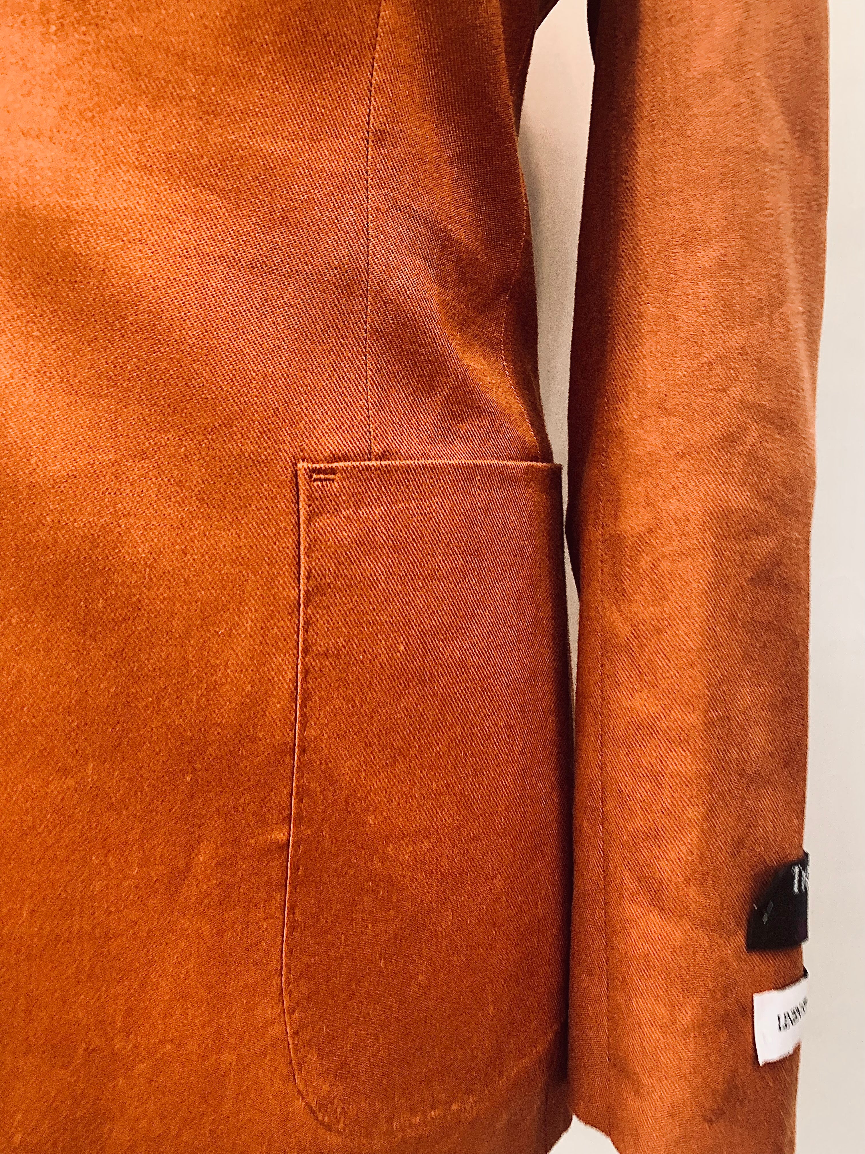 Tiglio Slim Fit Orange Stretch Linen Suit