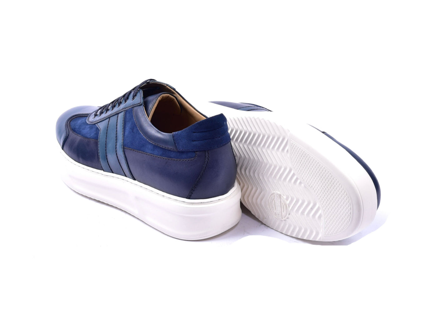 Blue Corrente Calfskin Lowtop Shoe