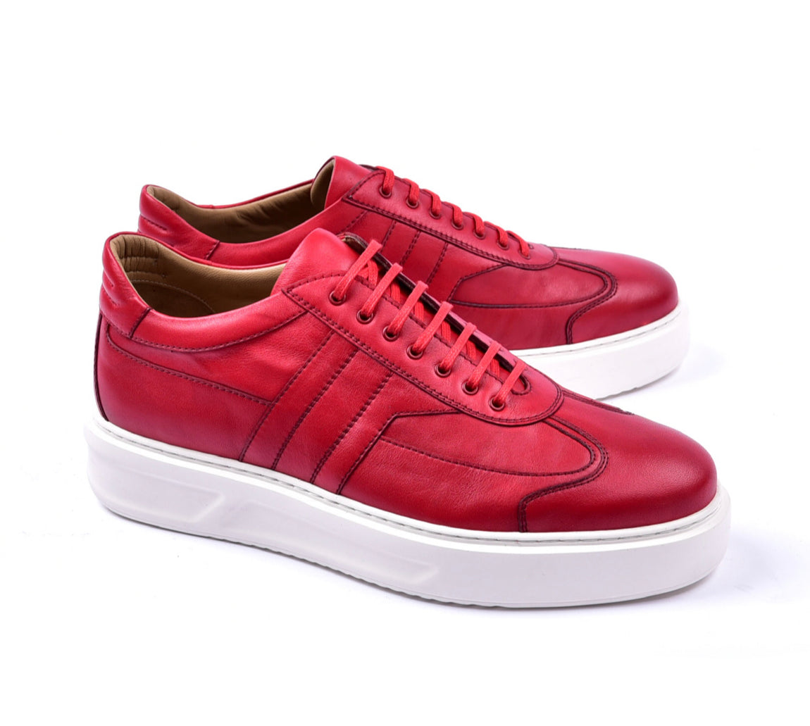 Red Corrente Calfskin Lowtop Shoe