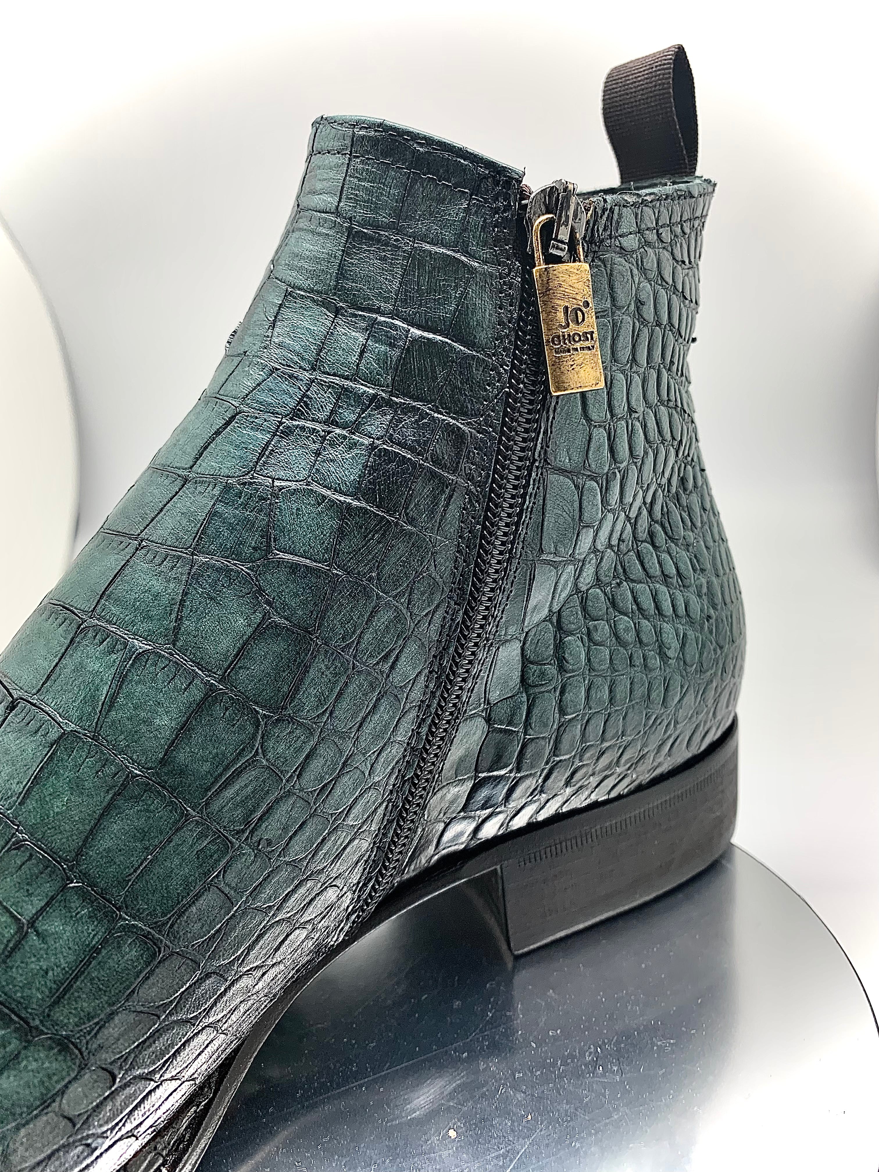 Stitch by Stich Green Croc Embossed Boot