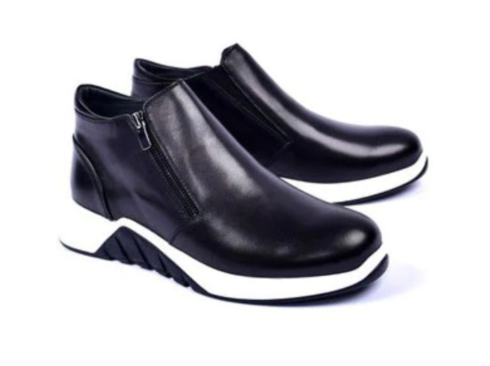 Black Corrente Calfskin Mid Top Sport Boot