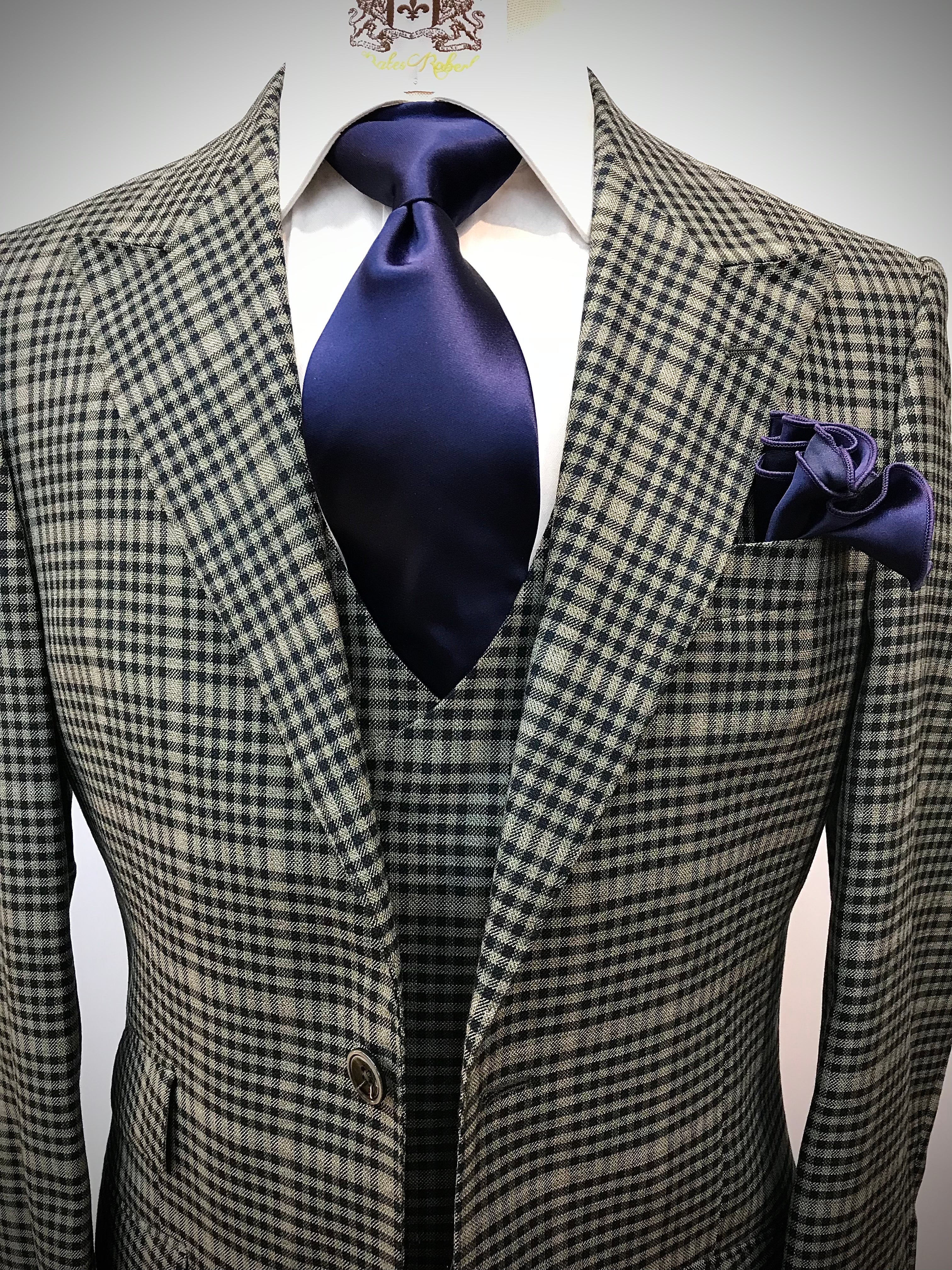 Tiglio Green/Navy Checkered Windowpane 3pc Suit