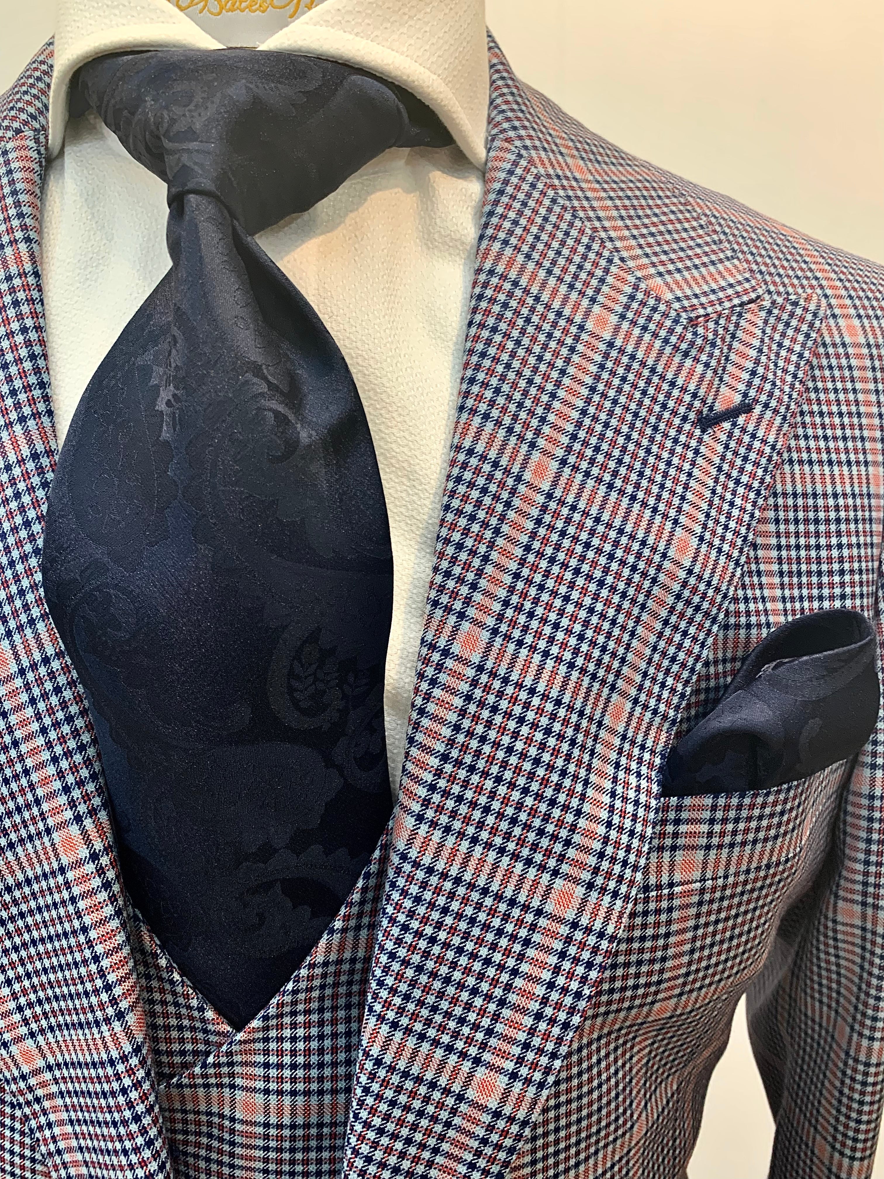 Tiglio Blue Plaid Windowpane 3pc Suit
