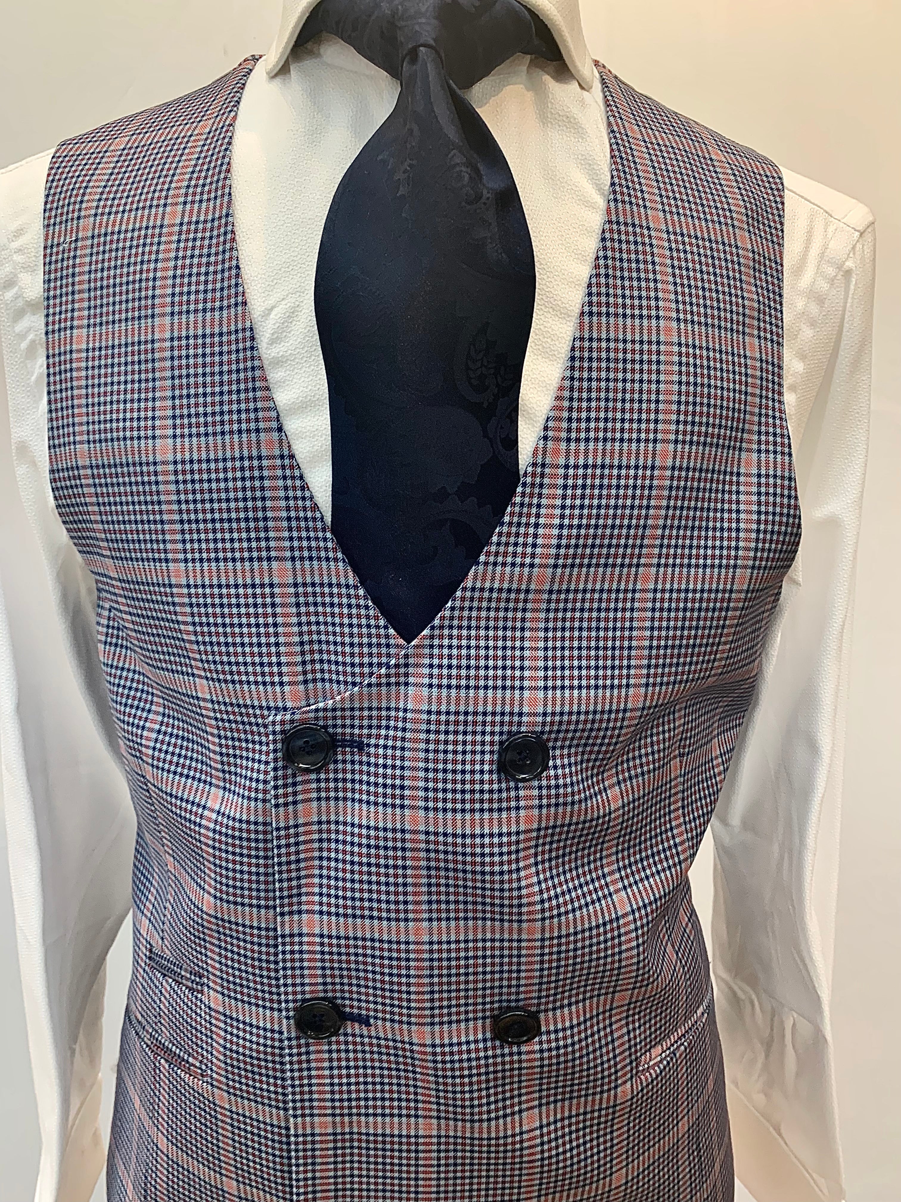 Tiglio Blue Plaid Windowpane 3pc Suit