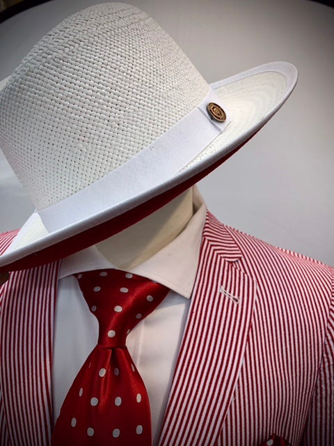 Paisley & Gray Slim Fit Red Striped Seersucker Suit