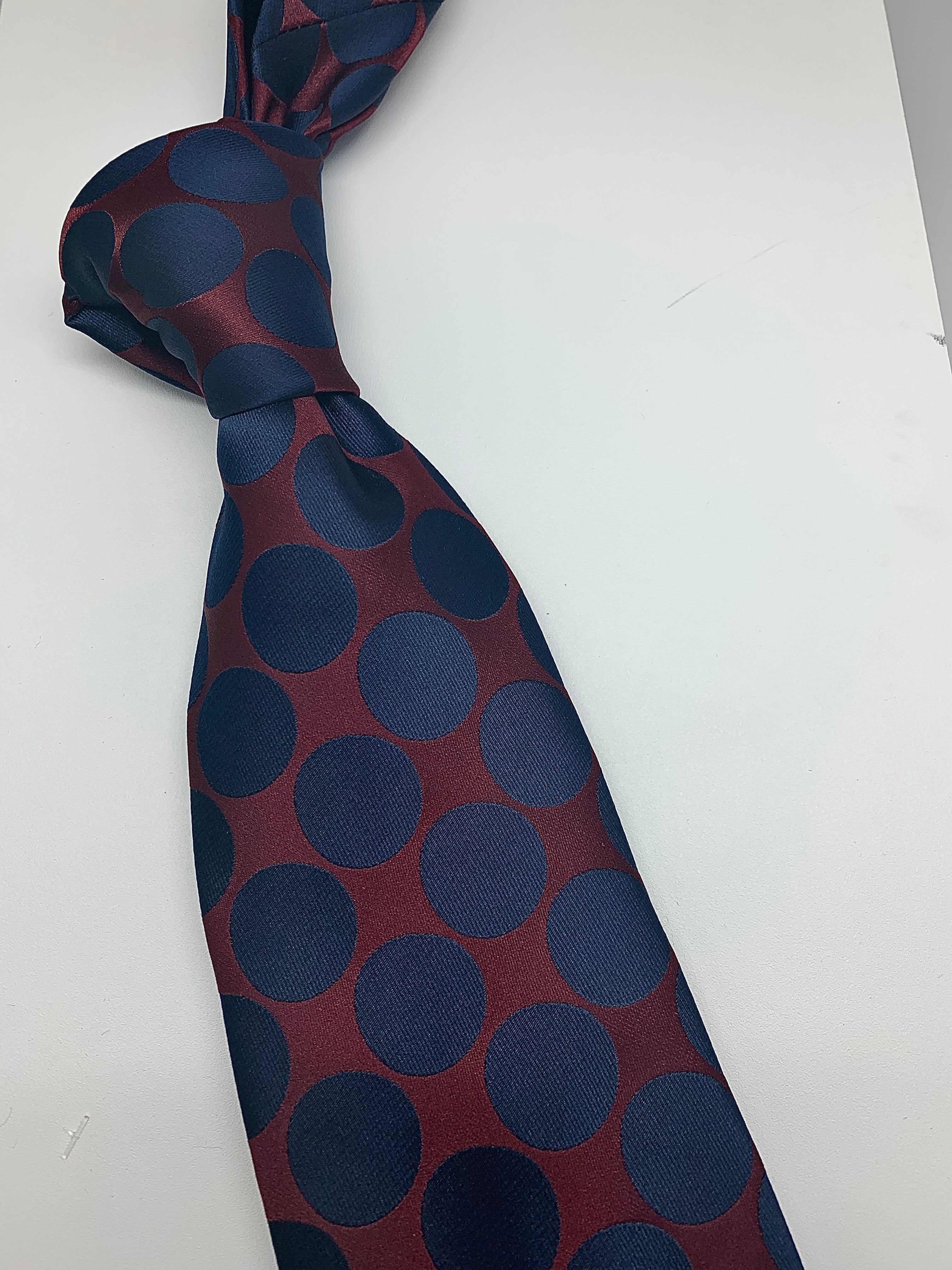 Burgundy/Navy Polka Dot Tie
