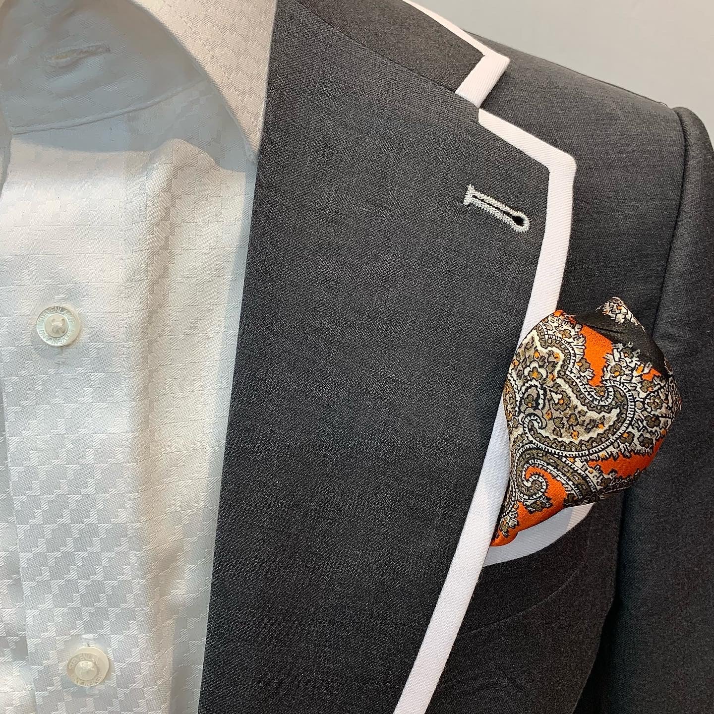 Stitch by Stitch Gray w/White Edge Trim Suit