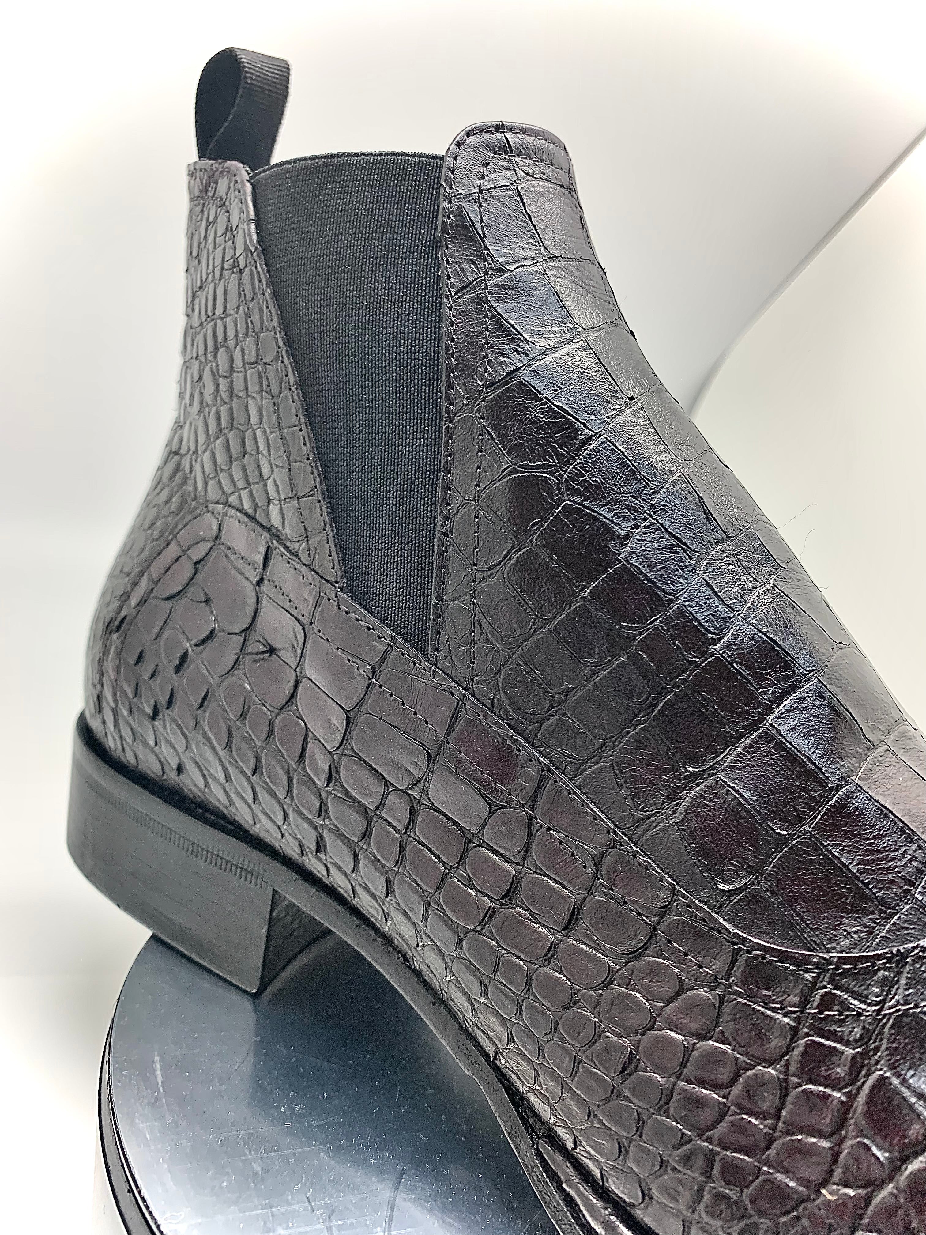 Stitch by Stitch Plum Croc Embossed Boot