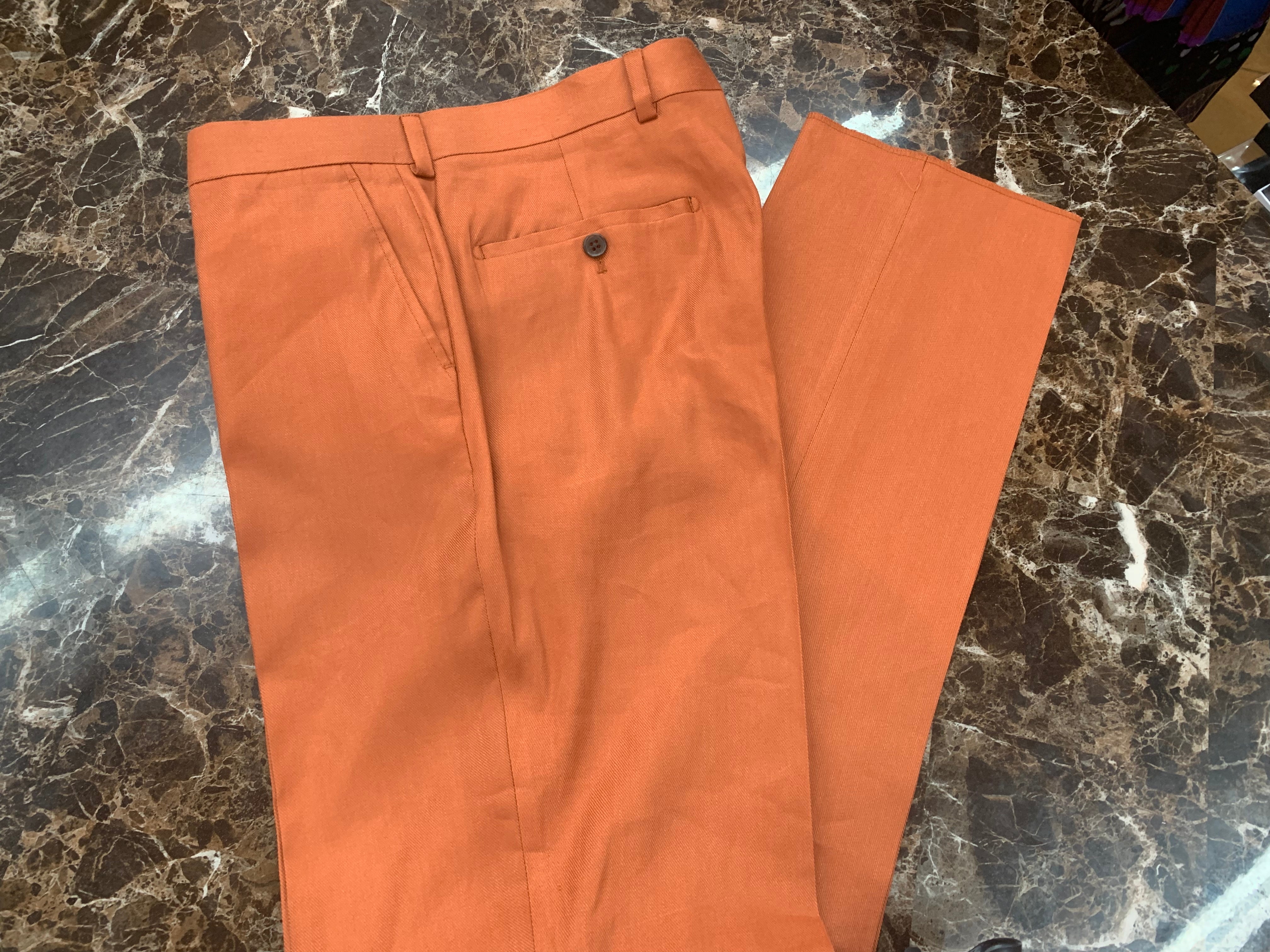 Tiglio Slim Fit Orange Stretch Linen Suit