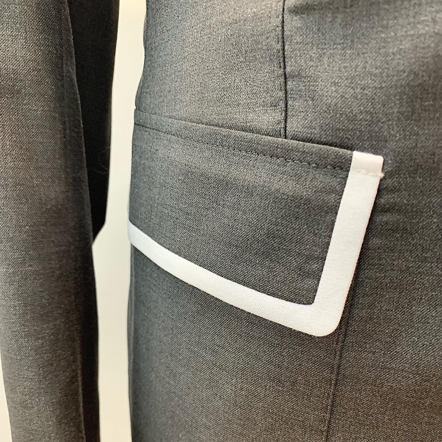 Stitch by Stitch Gray w/White Edge Trim Suit