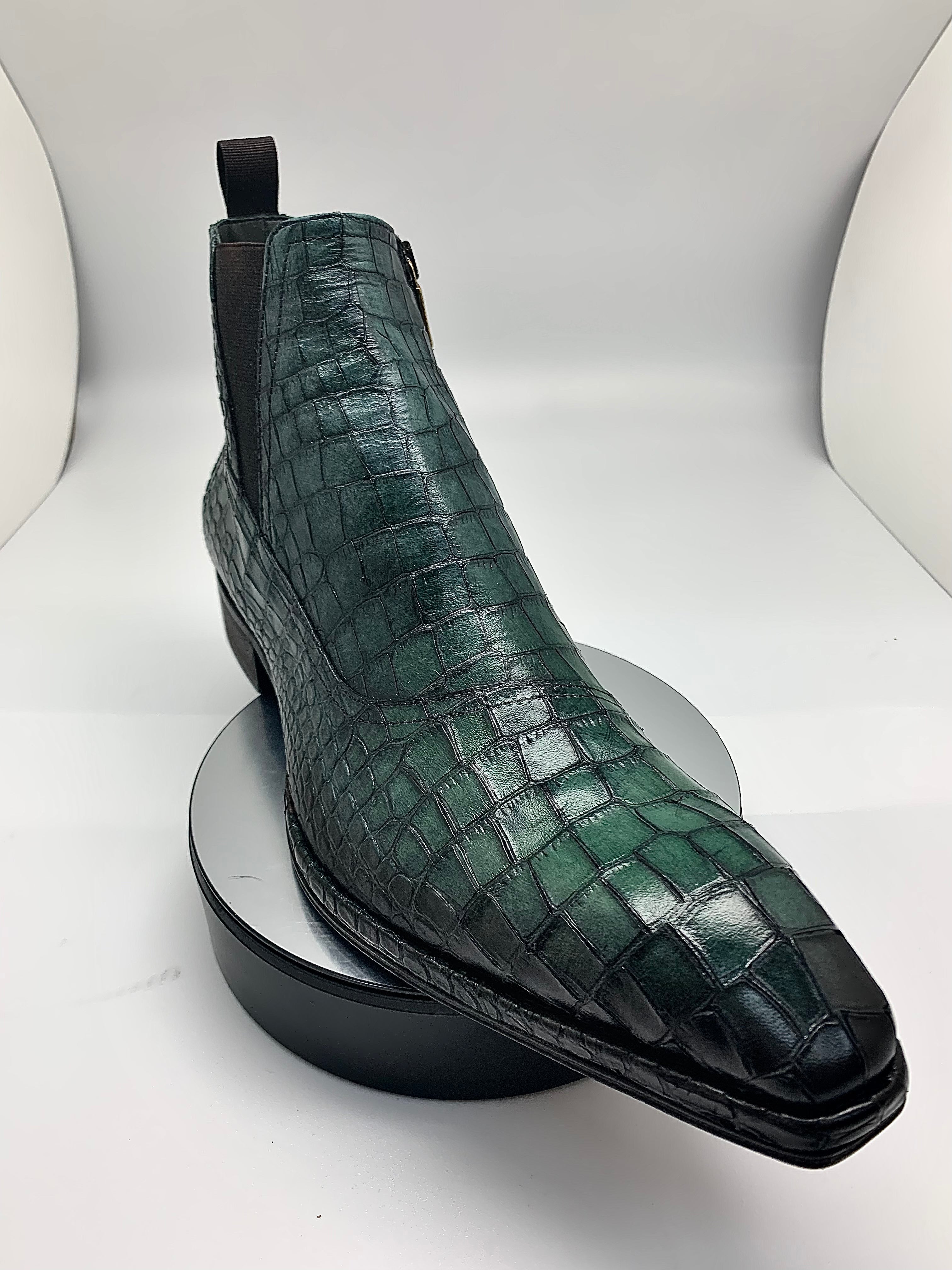 Stitch by Stich Green Croc Embossed Boot