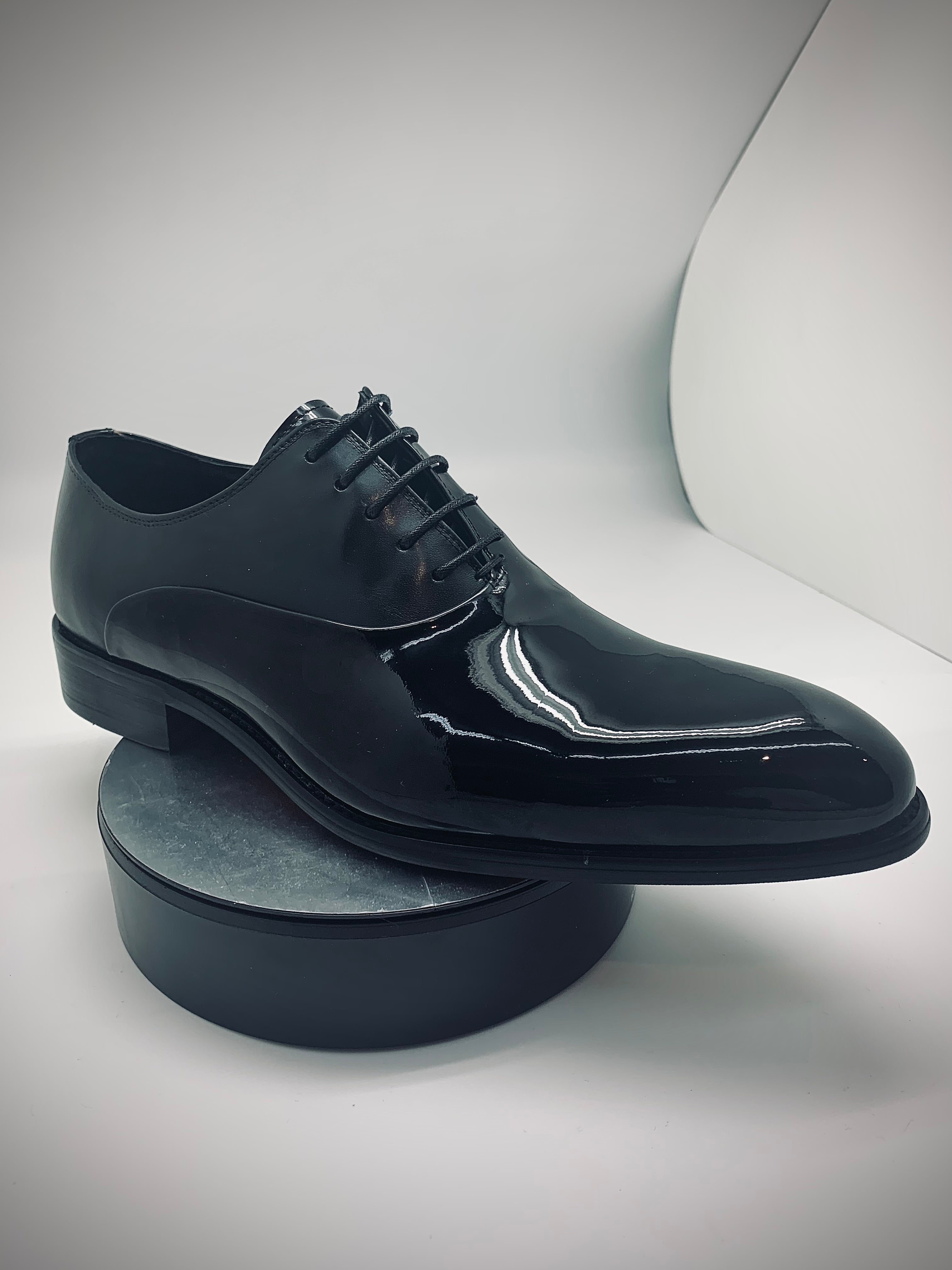 Stitch By Stitch Black Patent Leather Lace Up