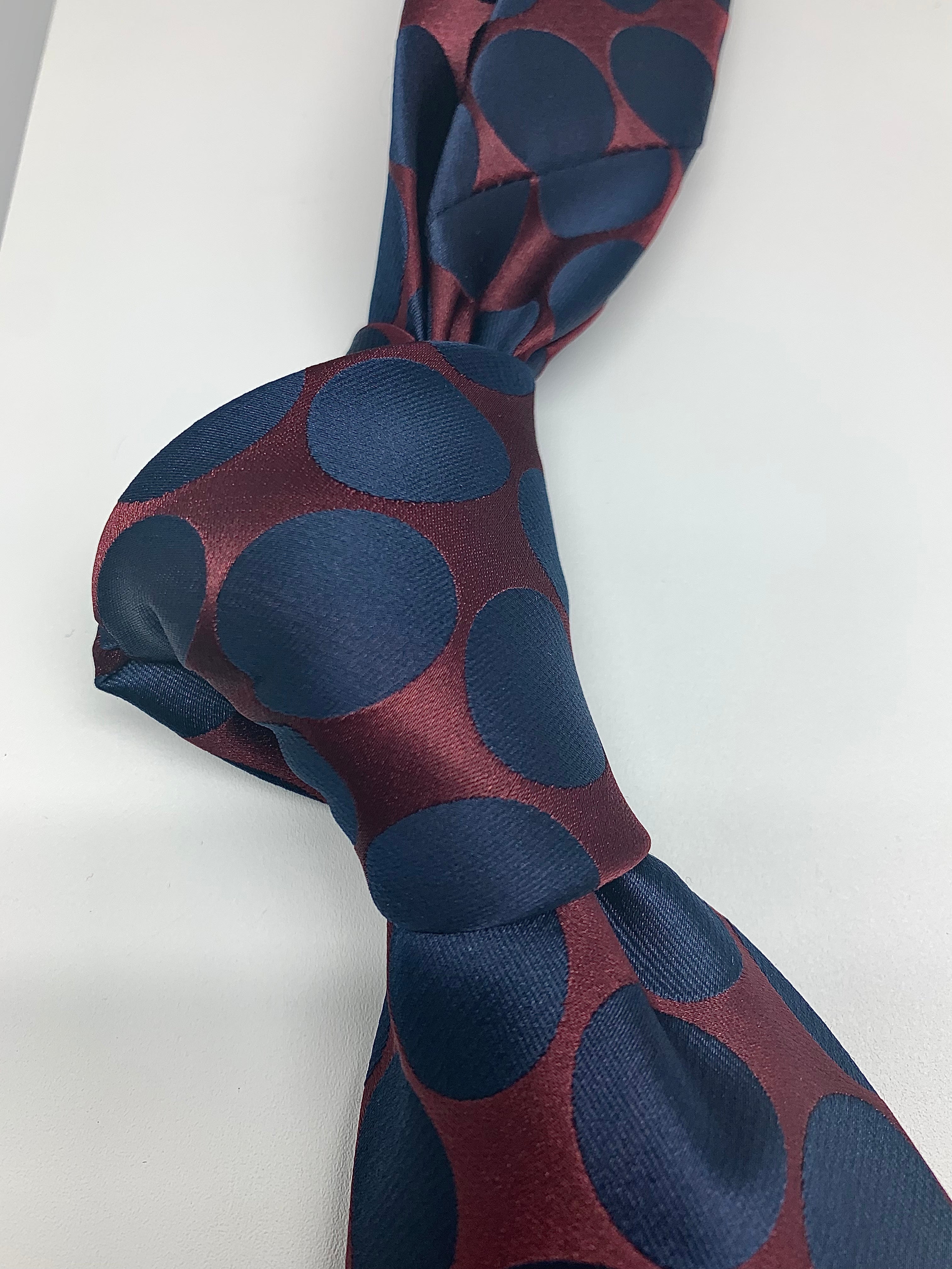 Burgundy/Navy Polka Dot Tie