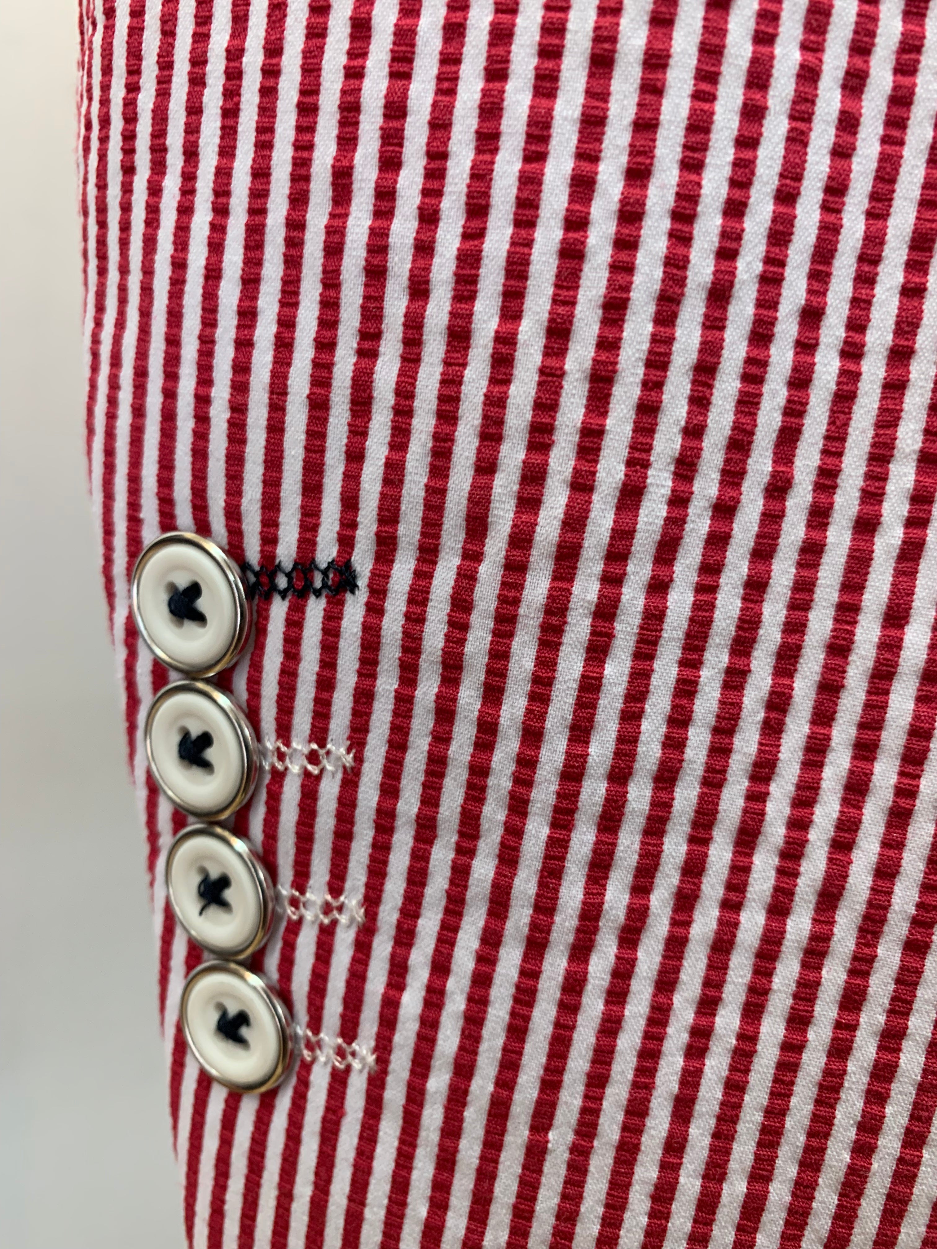 Paisley & Gray Slim Fit Red Striped Seersucker Suit