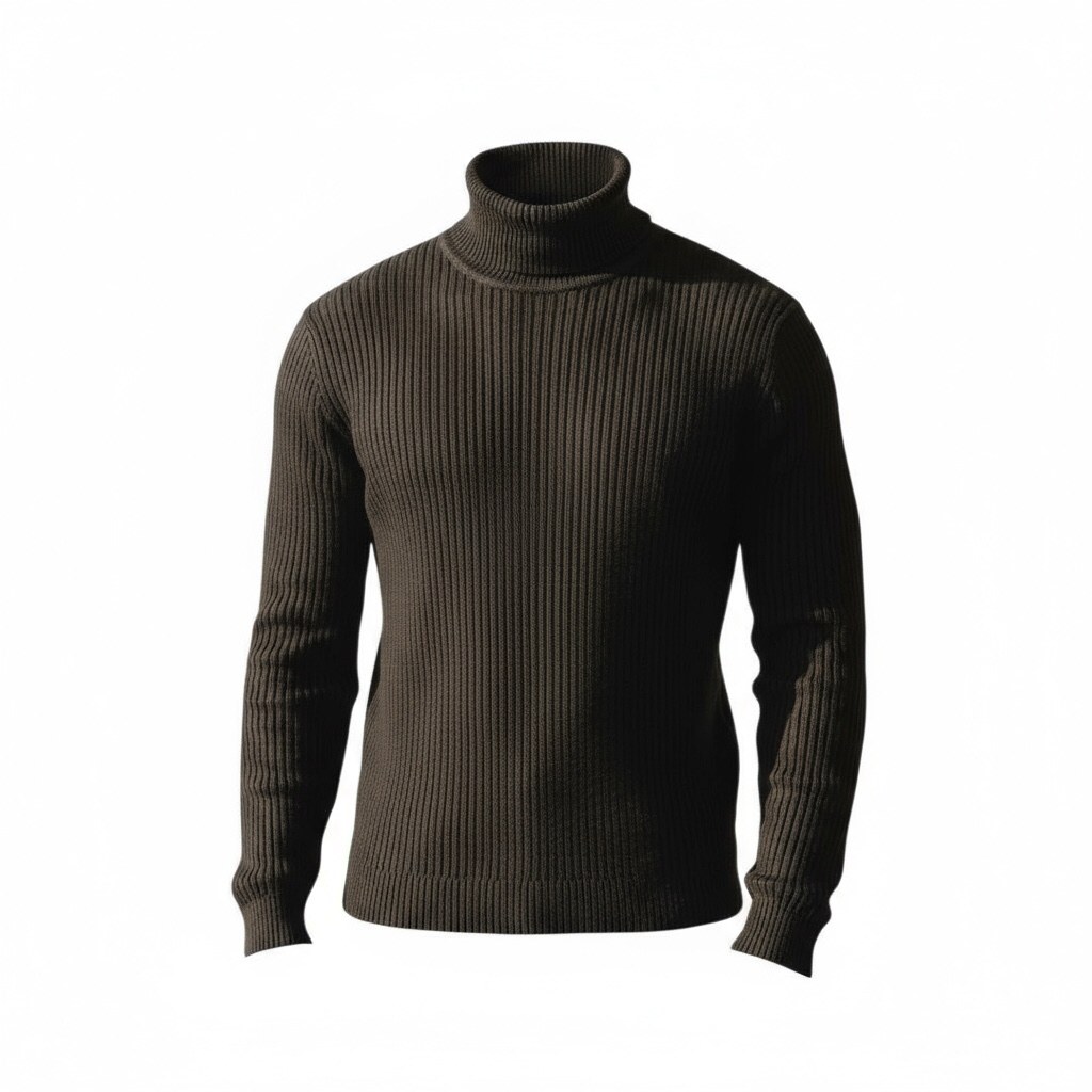 Dark Brown Ribbed Turtleneck