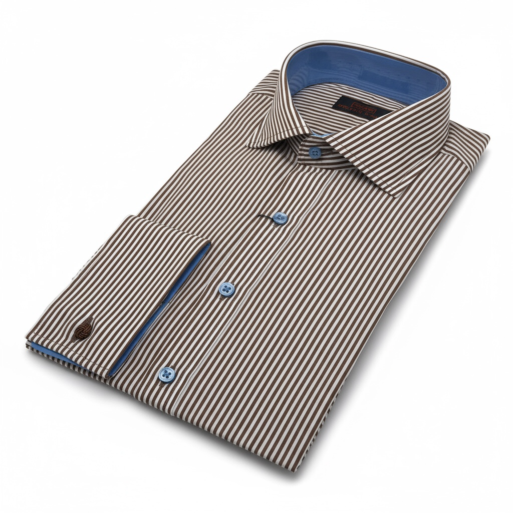 Stevenland Brown Stripe Dress Shirt