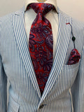 Slim Fit Blue/White Seer Sucker