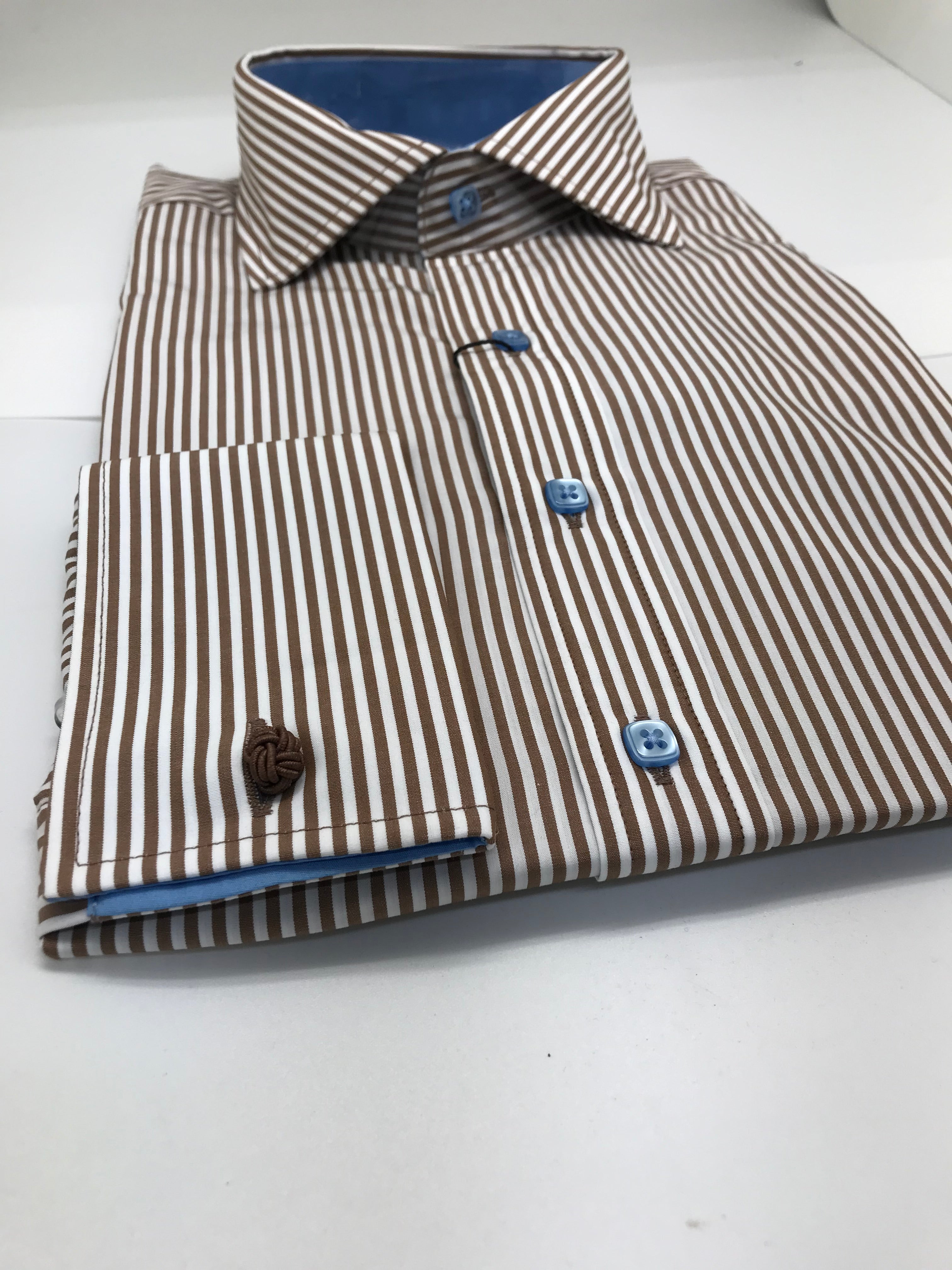 Stevenland Brown Stripe Dress Shirt