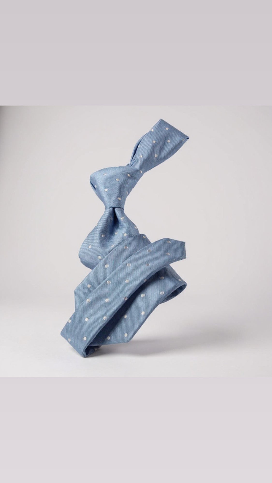Powder Sky Blue Solid White Dot  Tie