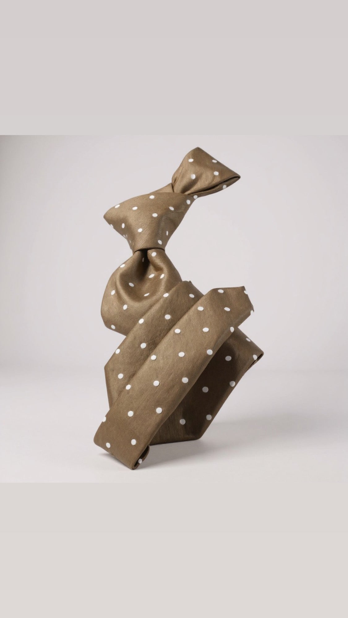 Beige Solid White Dot Tie