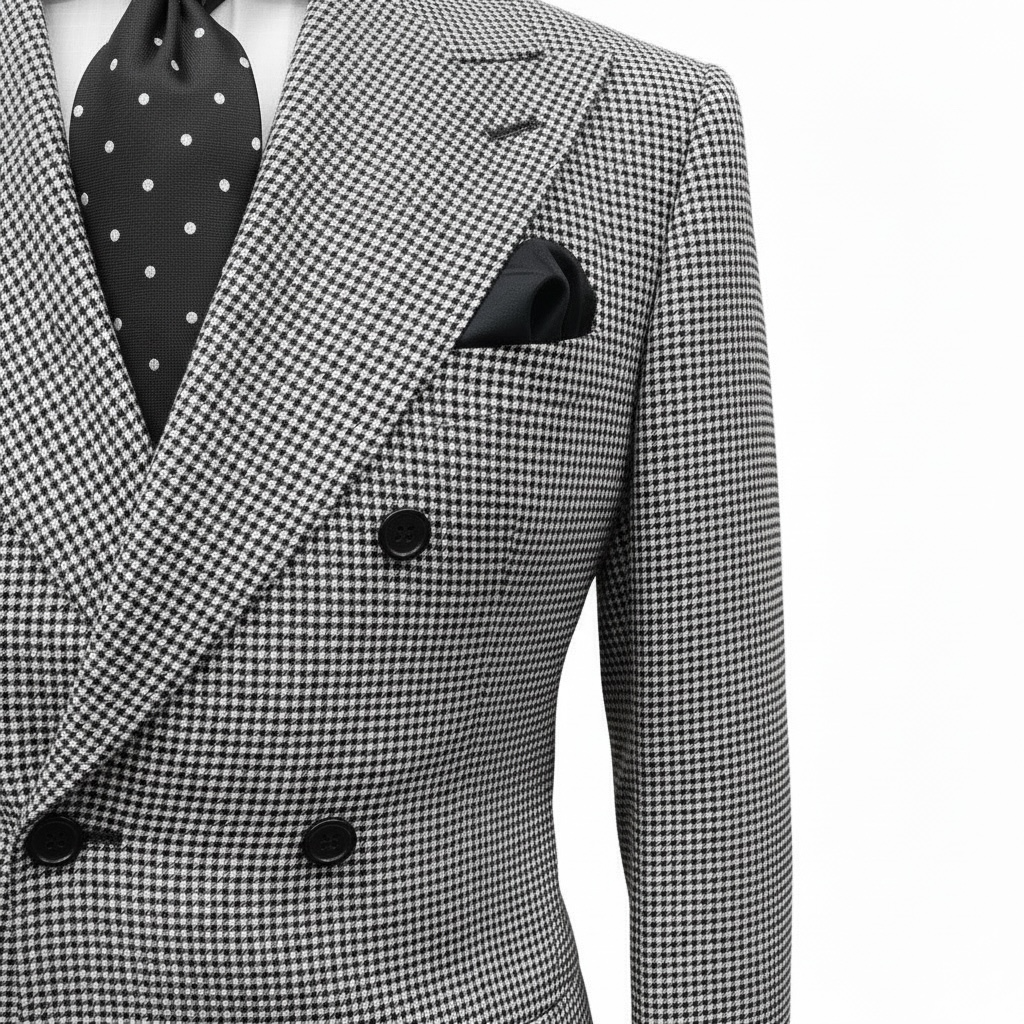 Berragamo Black & White Double Breasted Houndstooth
