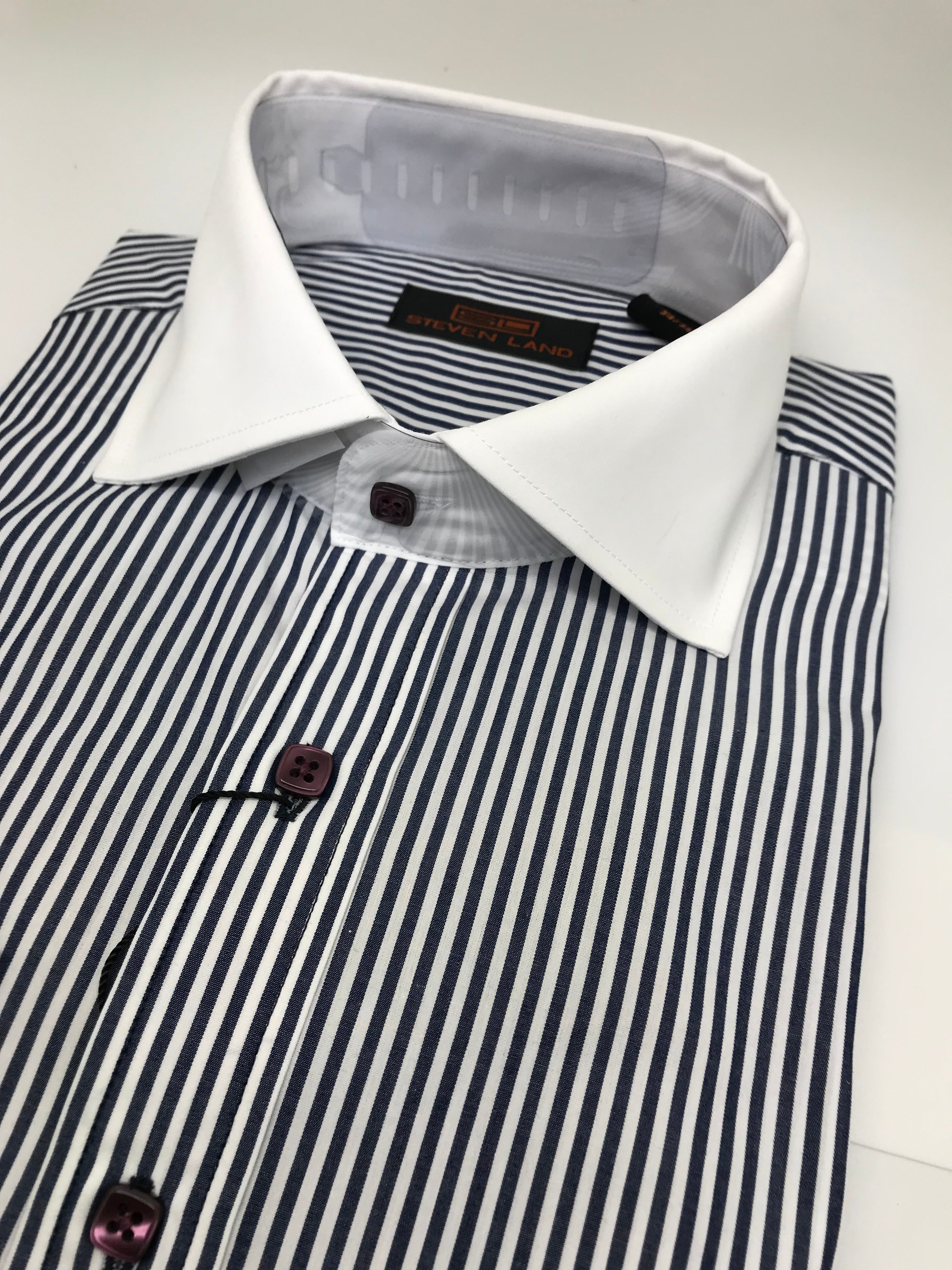 Stevenland Navy Stripe Dress Shirts