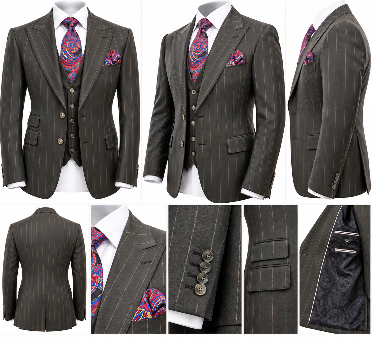 Berragamo Brown/Tan-3Pc Suit