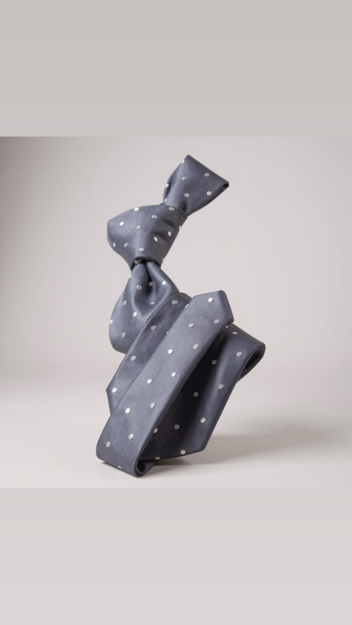 Grey Solid White Dot Tie
