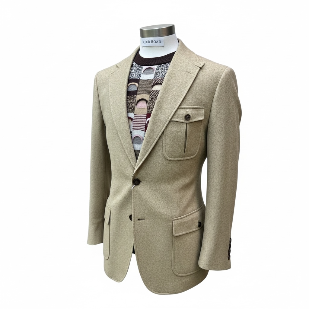 Couture Tan Coat w/Brown Linen Pant