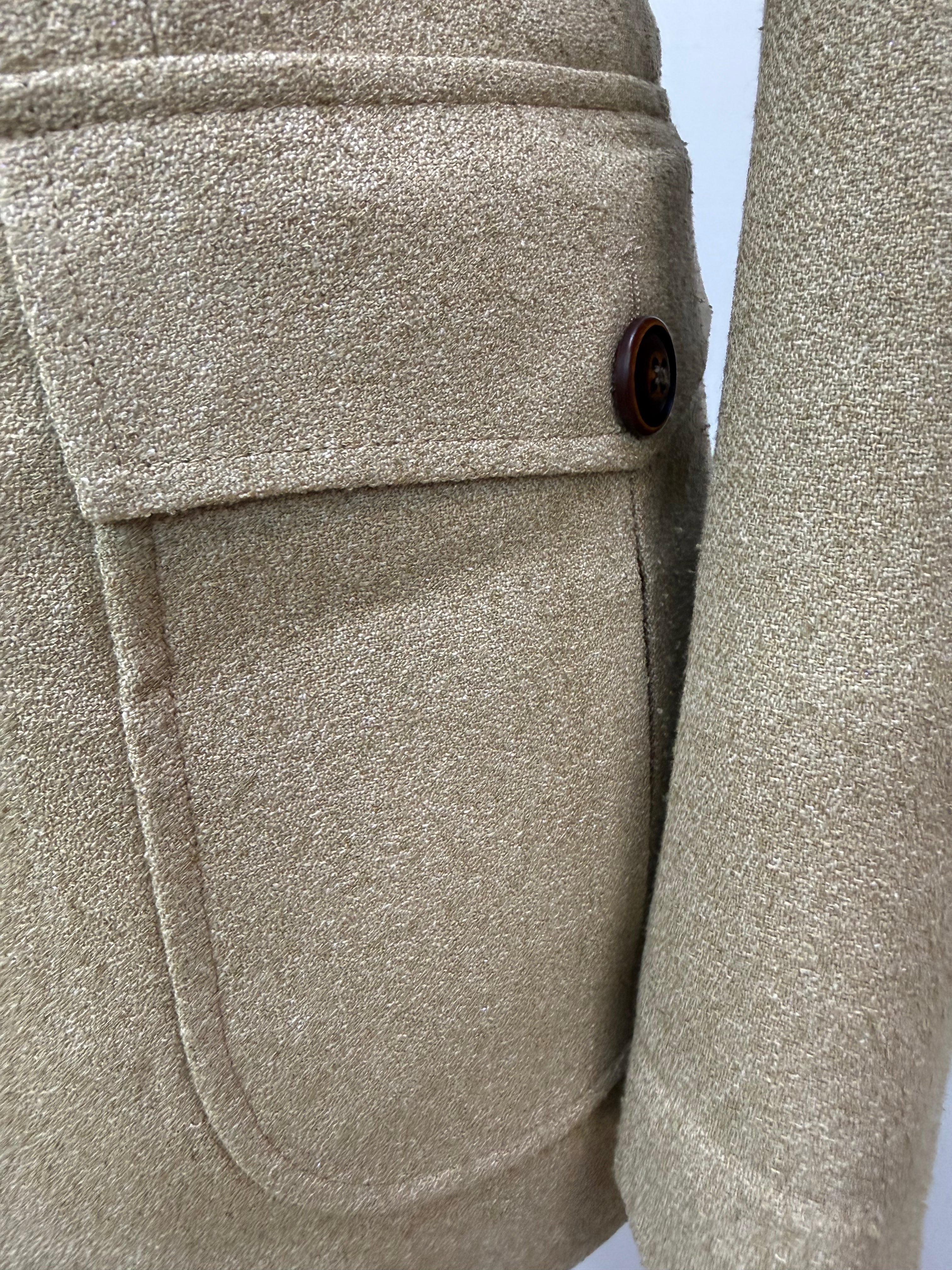 Couture Tan Coat w/Brown Linen Pant