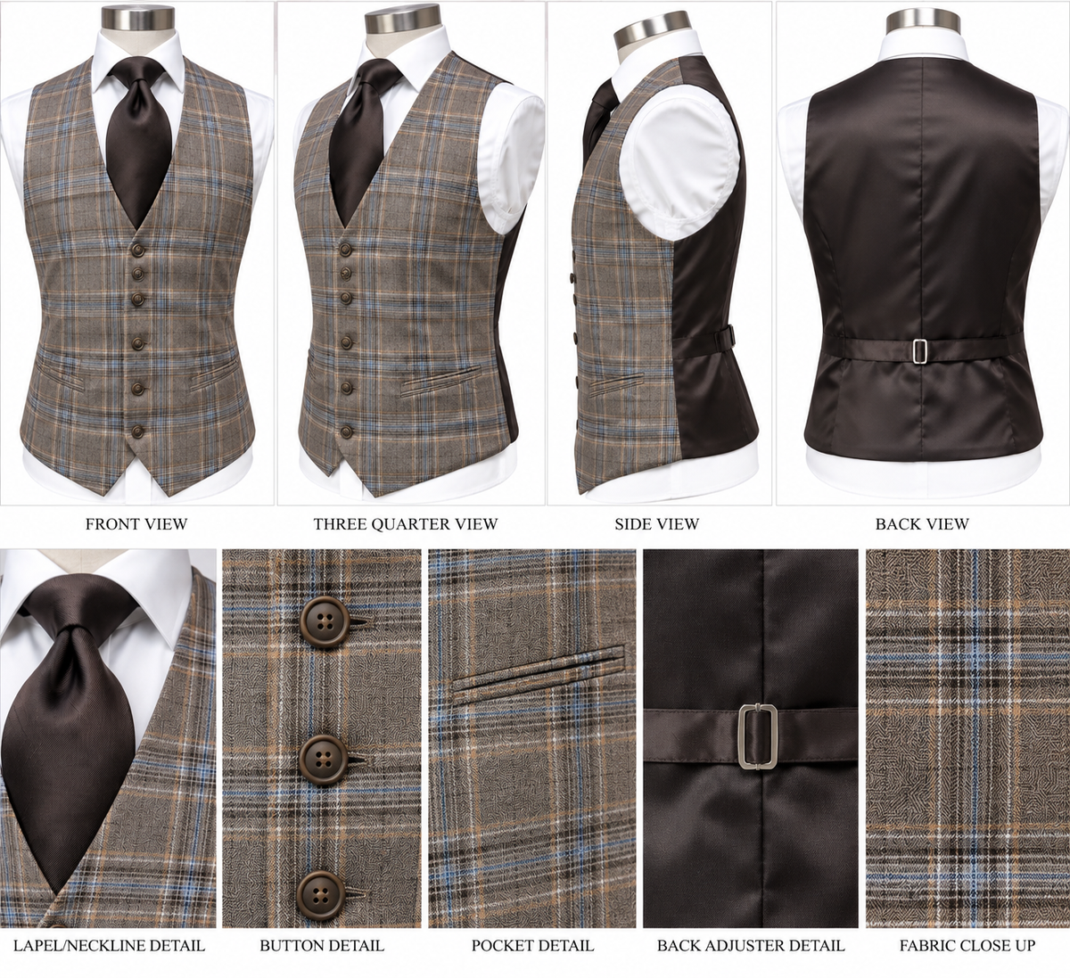 Tiglio 3pc Brown/Blue Plaid