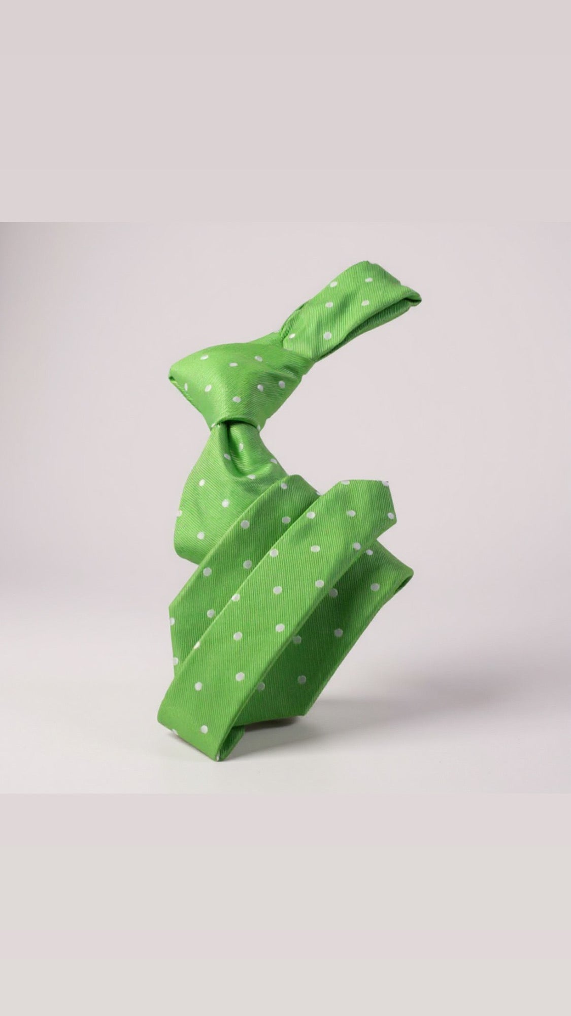 Lime Green Solid White Dot Tie