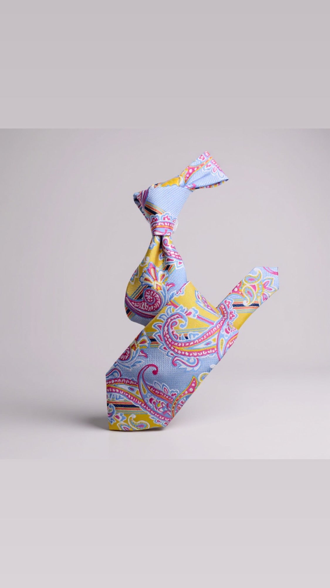 Krazy Paisley Sky Blue/Yellow & Pink Tie