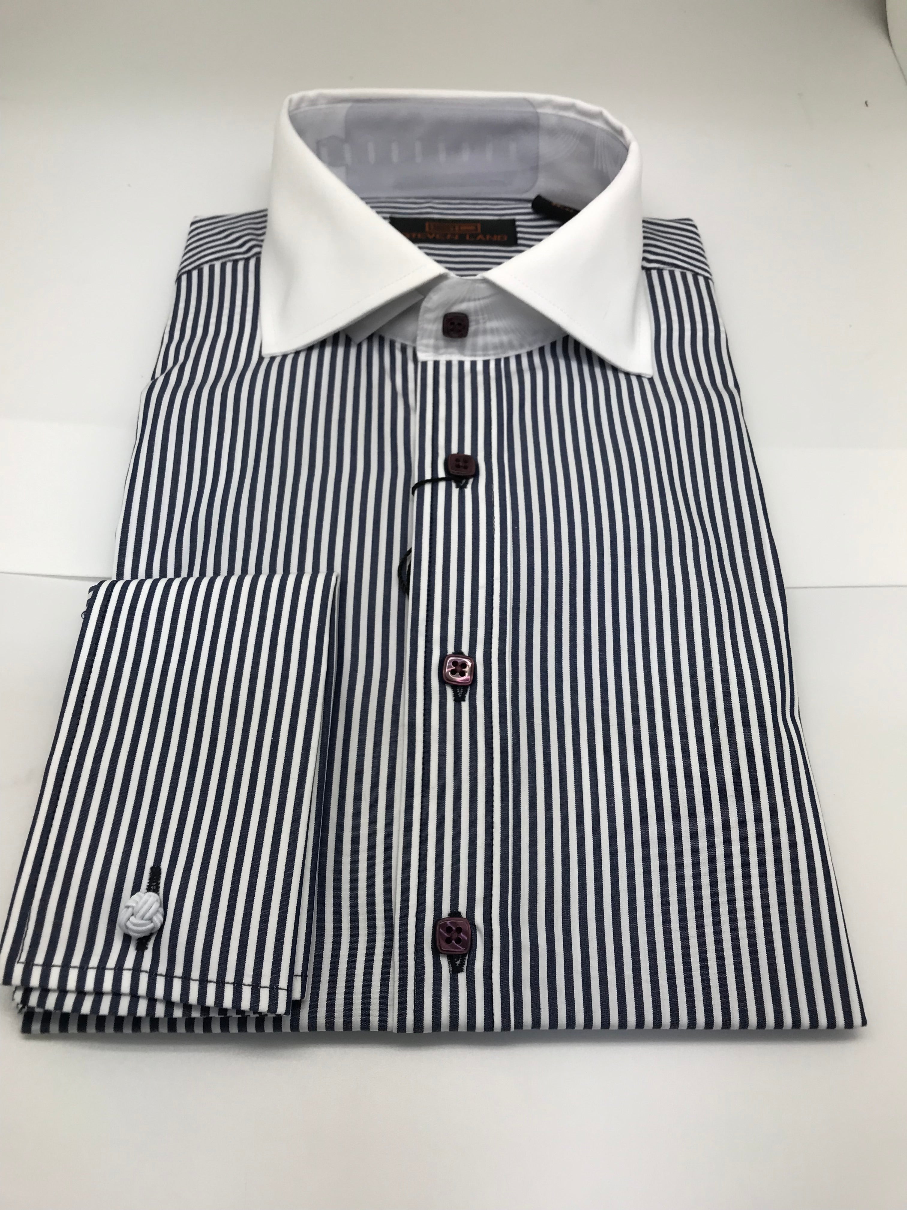 Stevenland Navy Stripe Dress Shirts