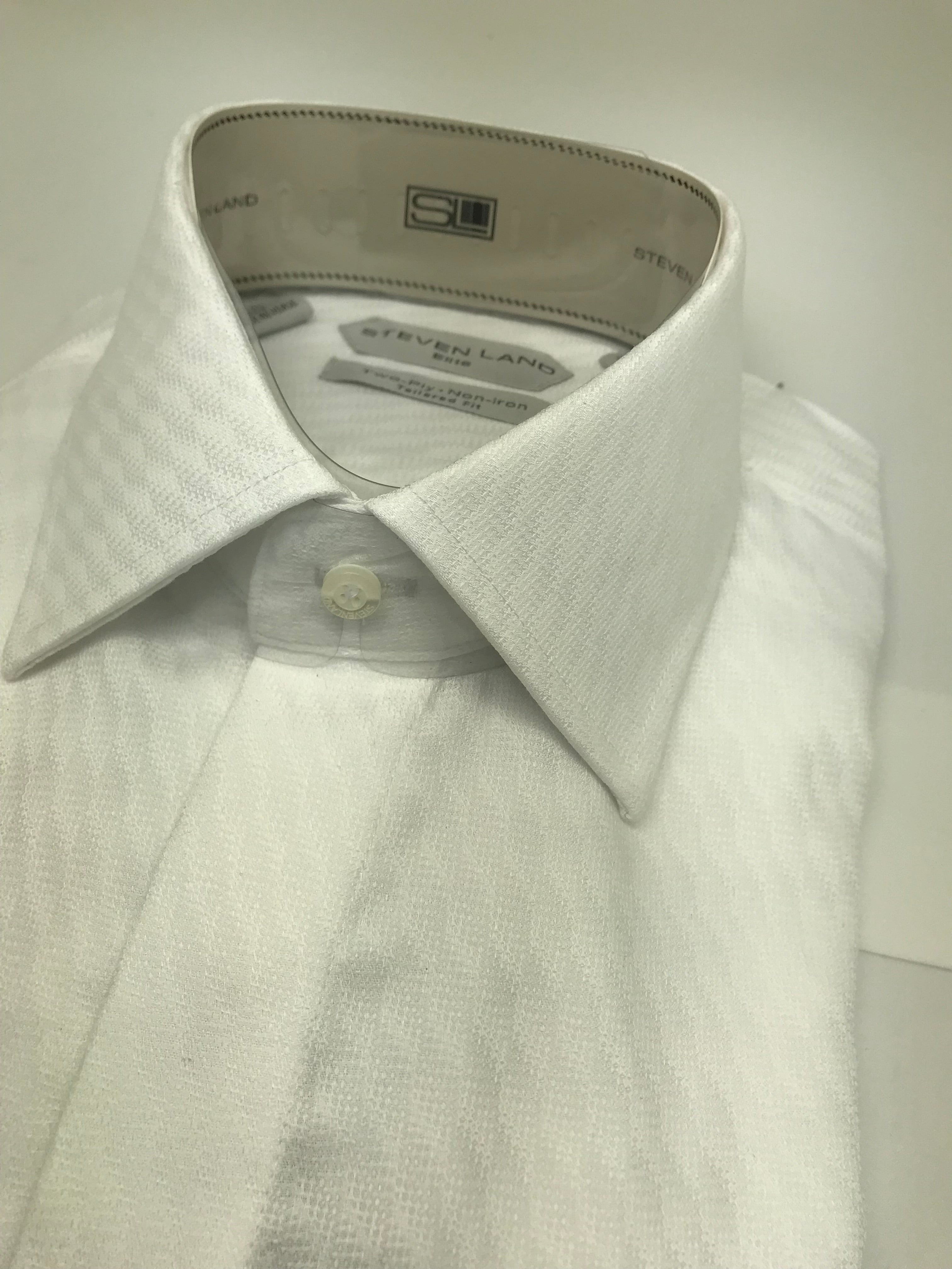 Stevenland White Printed  Dress Shirts