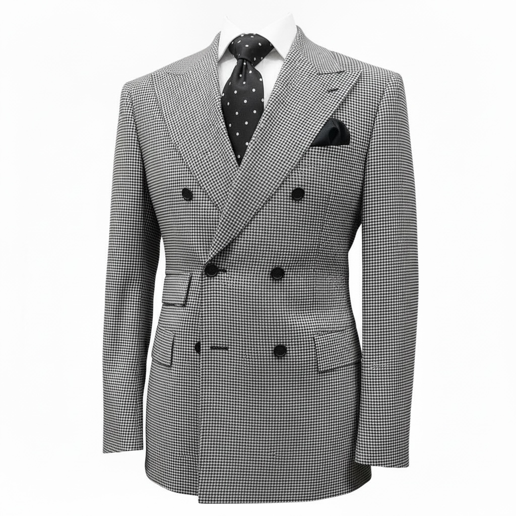 Berragamo Black & White Double Breasted Houndstooth