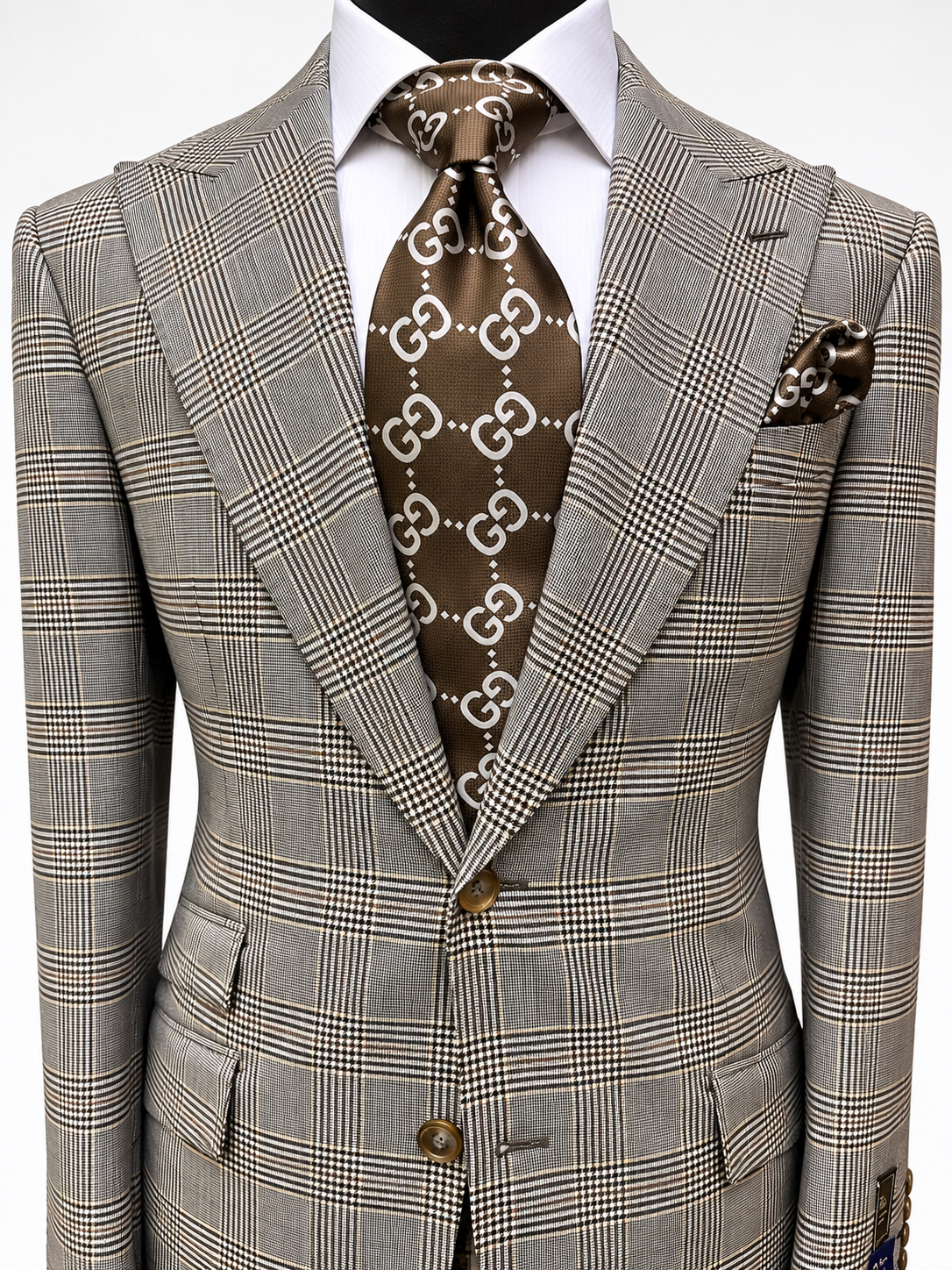 Berragamo 3pc Tan/Brown Plaid
