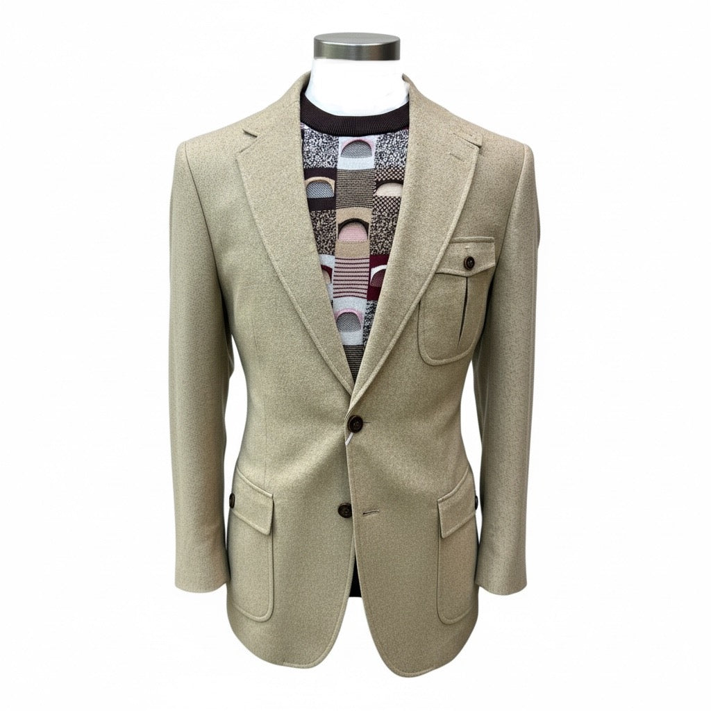 Couture Tan Coat w/Brown Linen Pant
