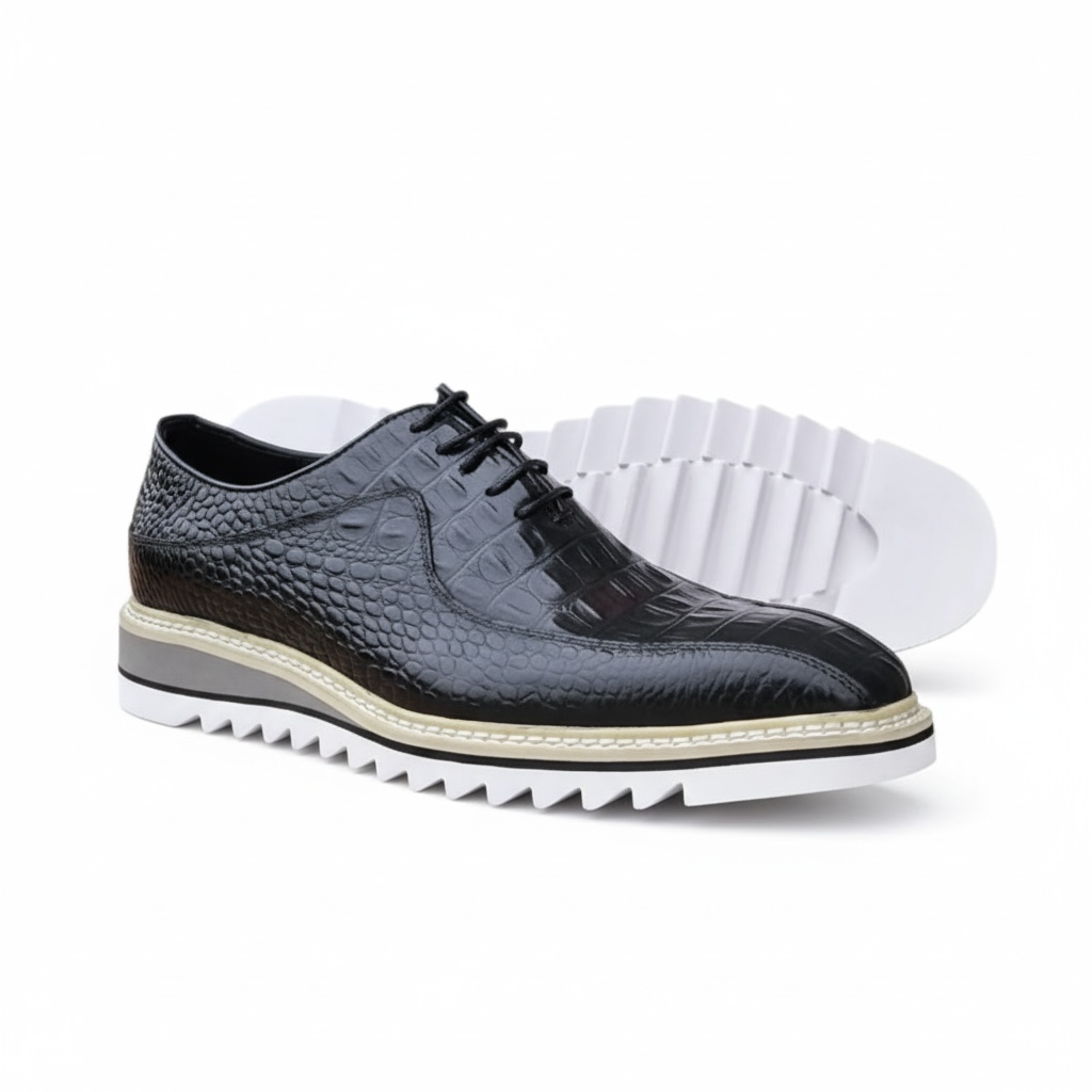 Black Embossed lace up