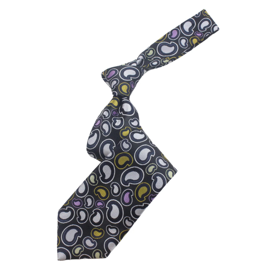 Wonderland Black & Navy Paisley Tie