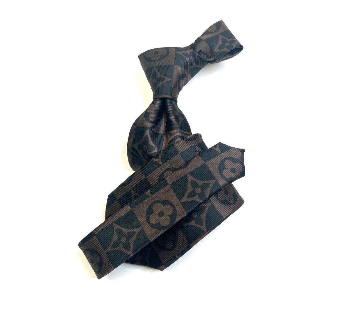 LV Square Black & Brown Tie