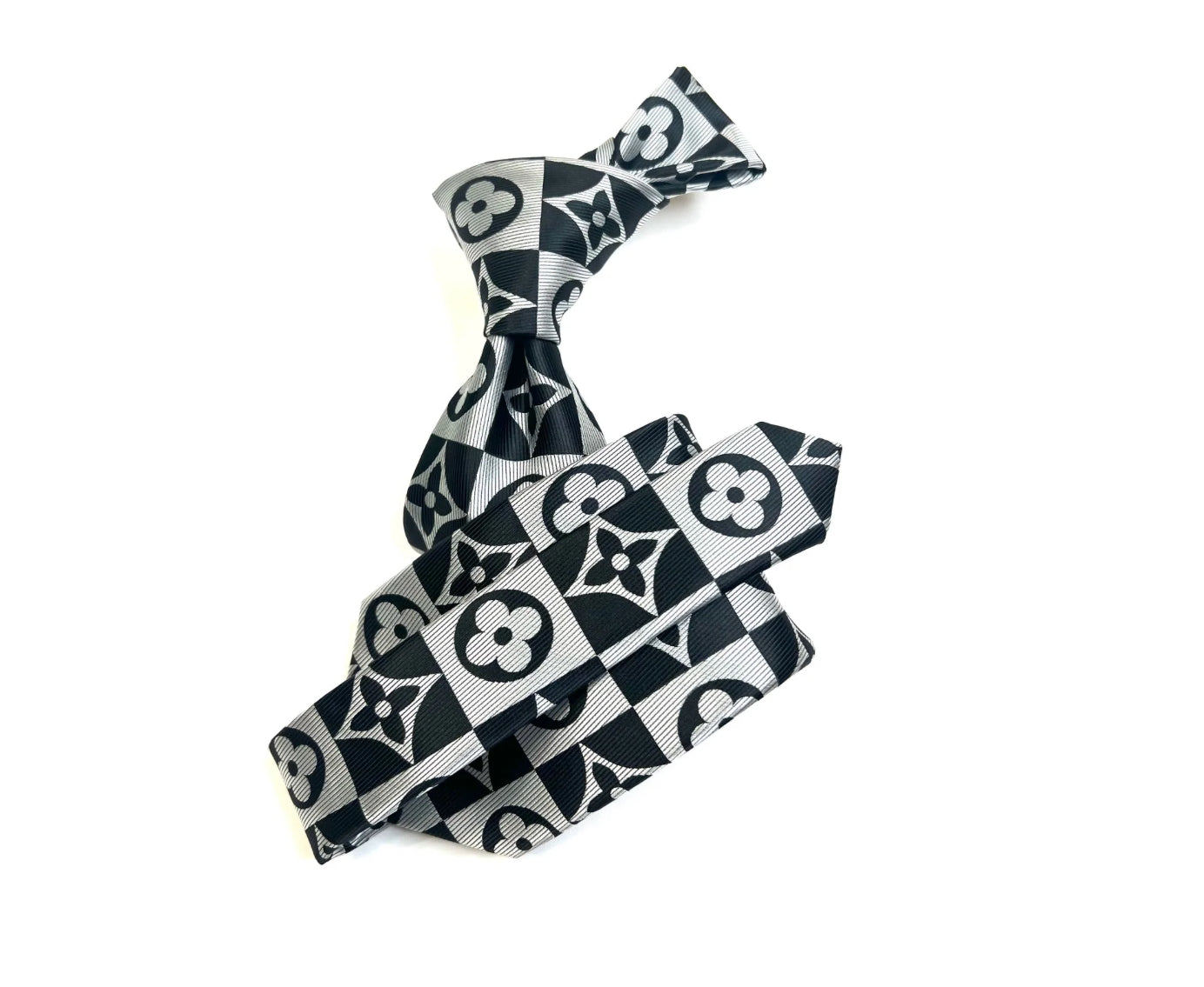 LV Square Black &  Gray Tie