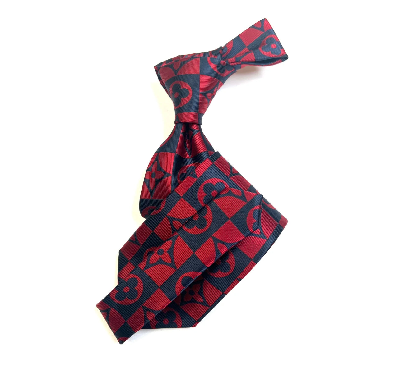 LV Square Red & Navy Tie