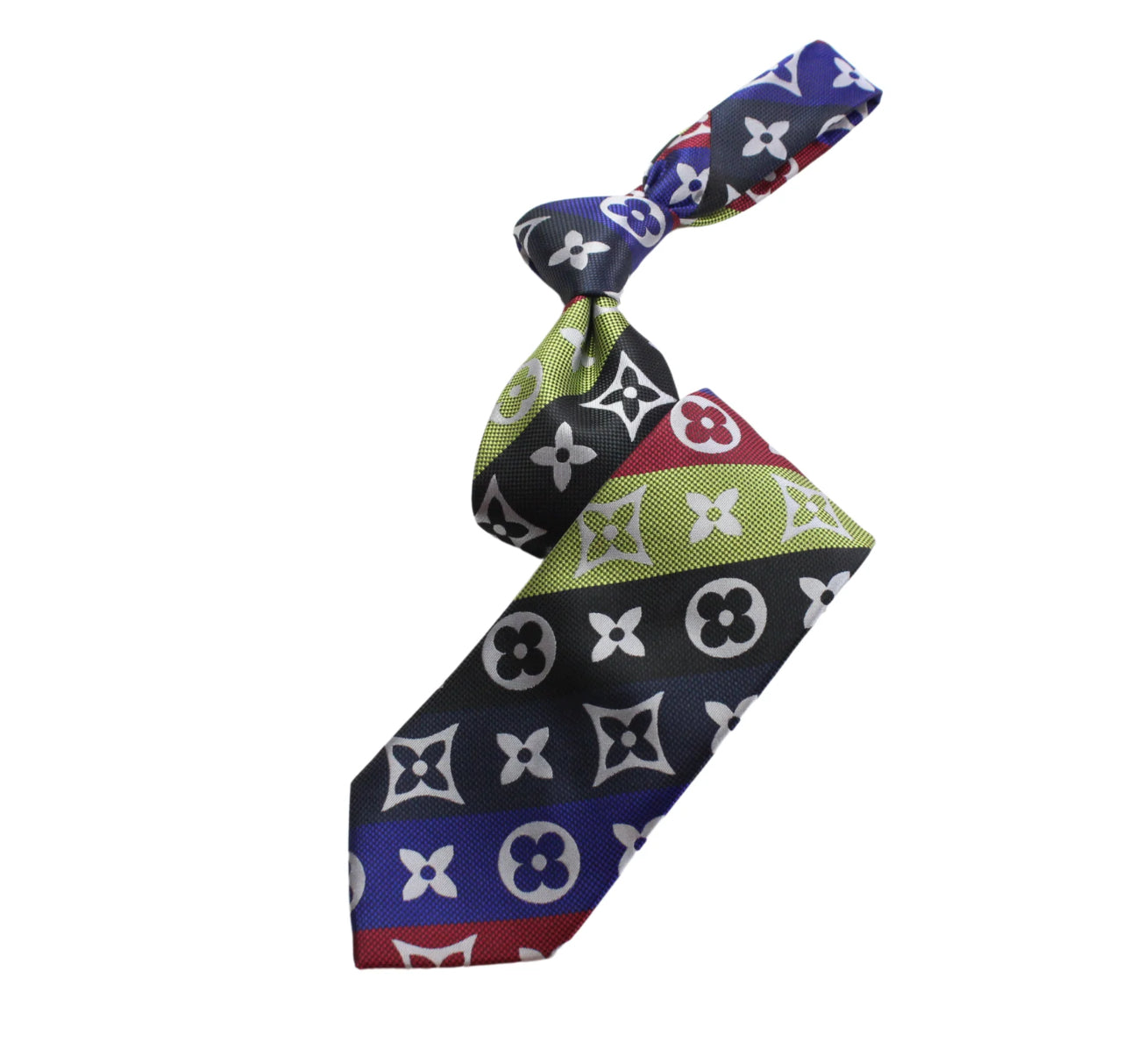 LV Stripe Black/Red/Navy/Lime Tie