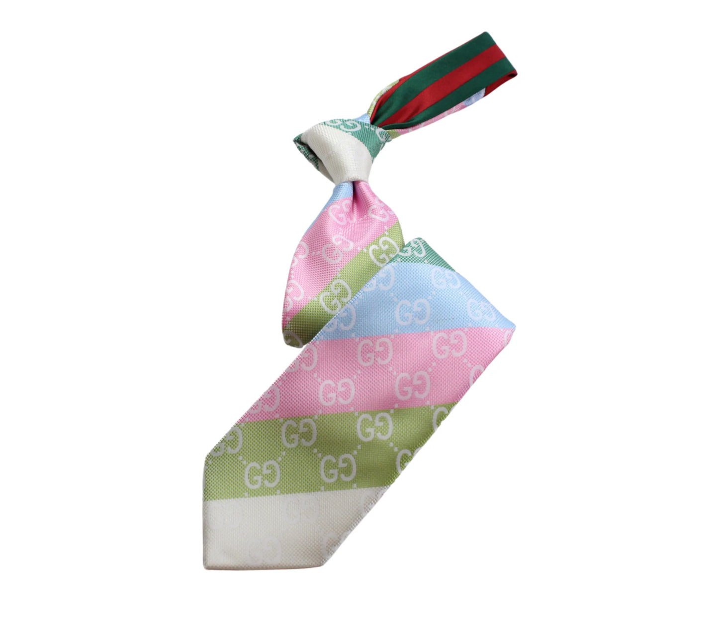 GG Stripe Green/Pink/Blue/White Tie