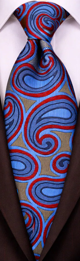 TAUPE/RED/BLUE TIE