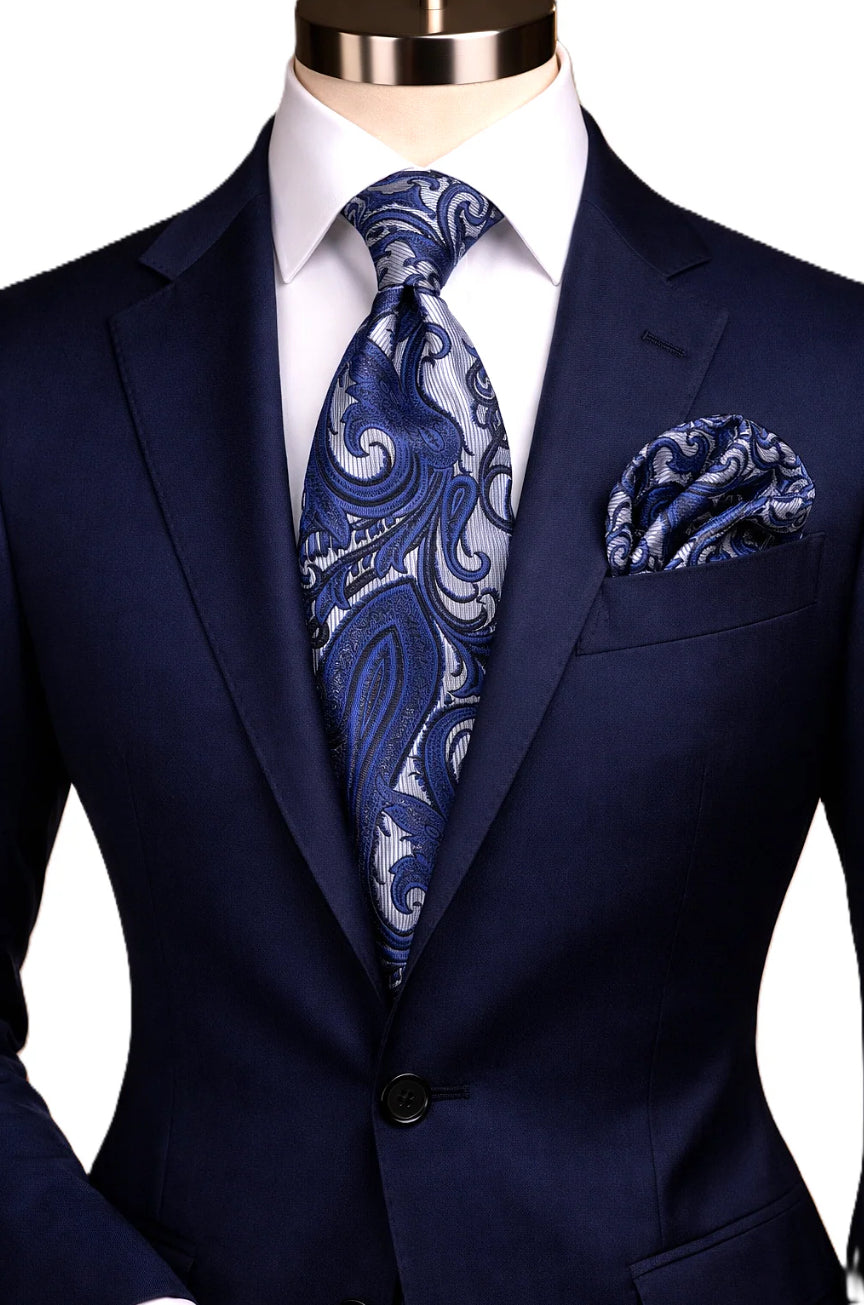 SILVER & NAVY TIE